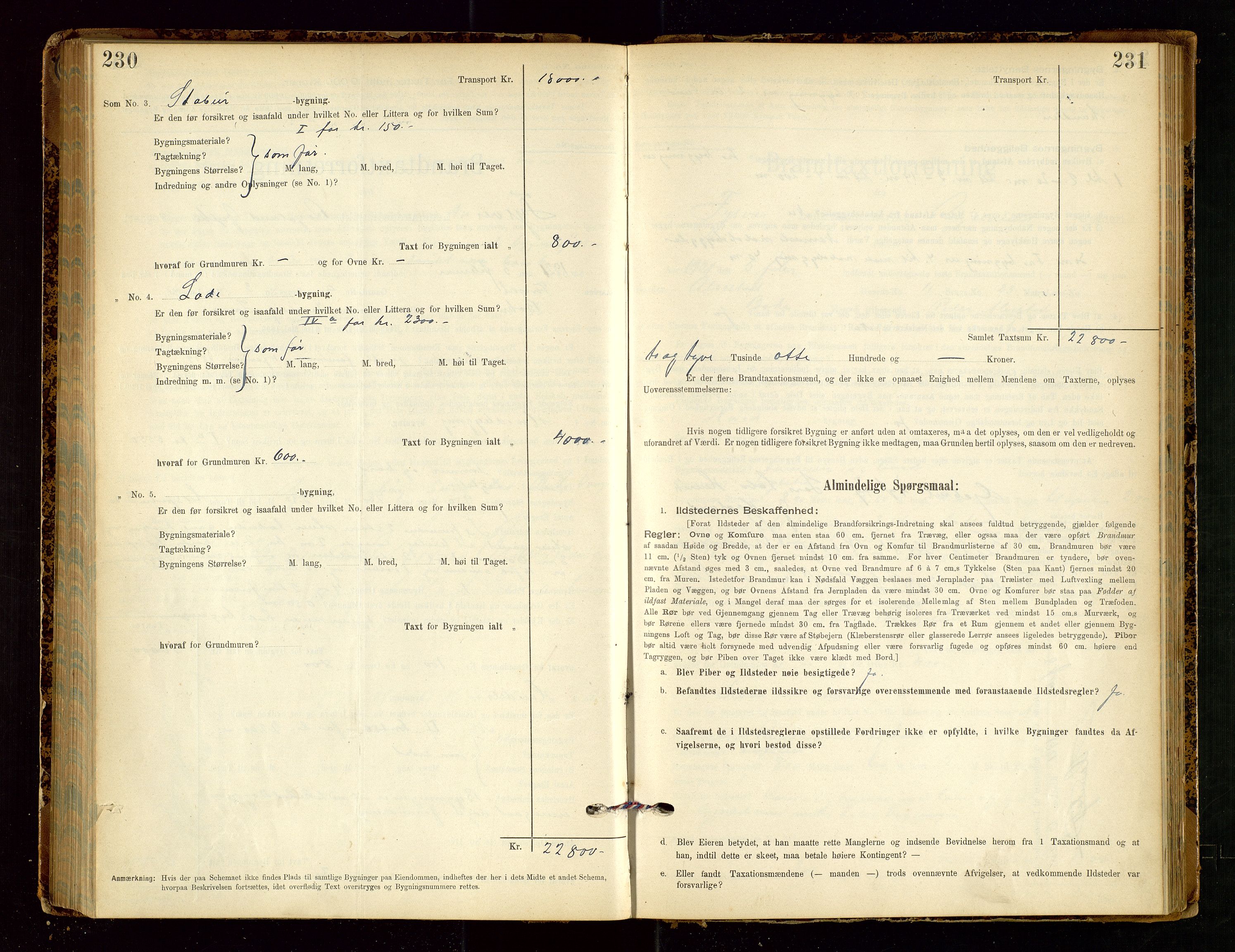 Tysvær lensmannskontor, AV/SAST-A-100192/Gob/L0002: "Brandtakstprotokol for Lensmanden i Tysvær", 1901-1932, p. 230-231