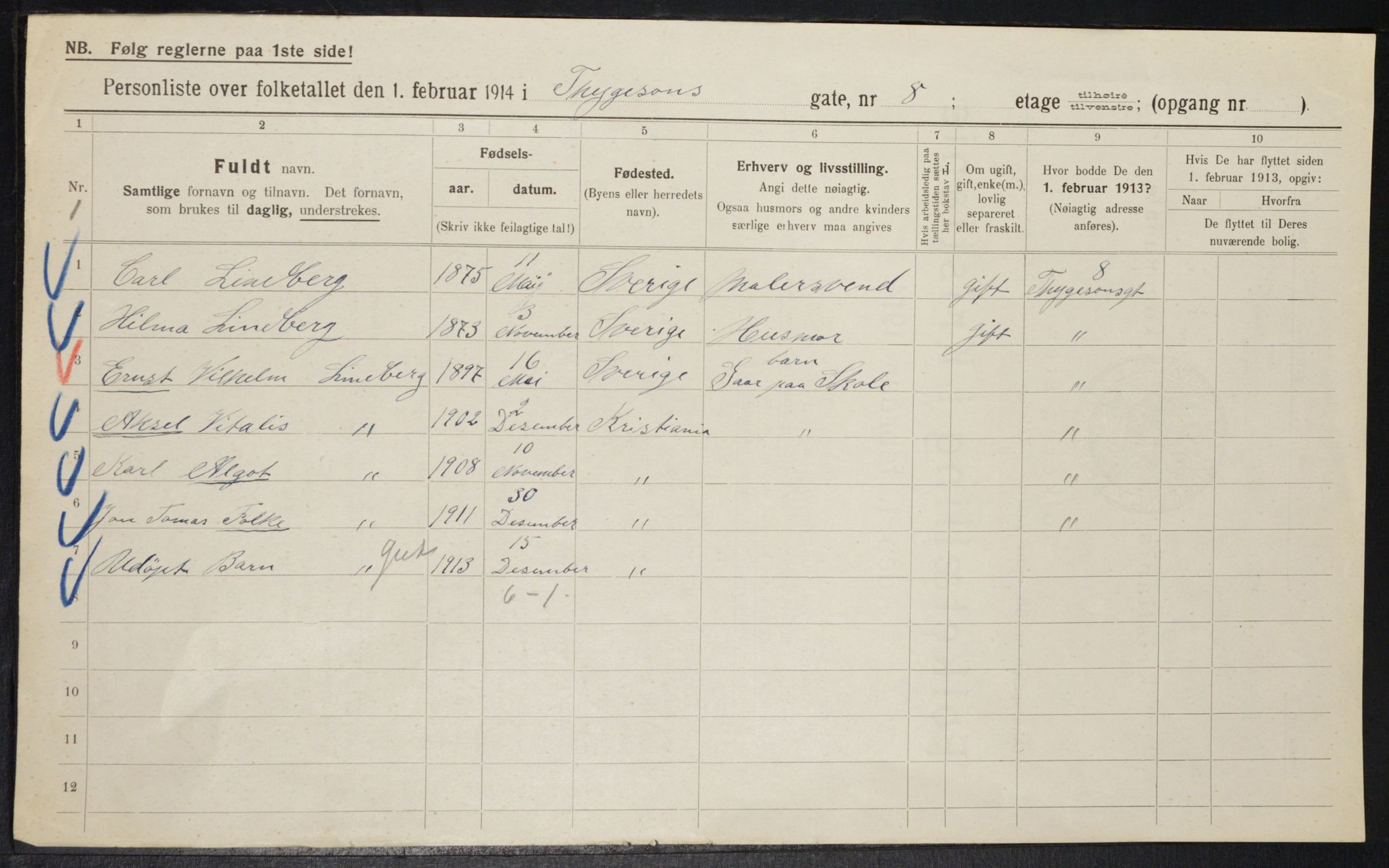 OBA, Municipal Census 1914 for Kristiania, 1914, p. 112247