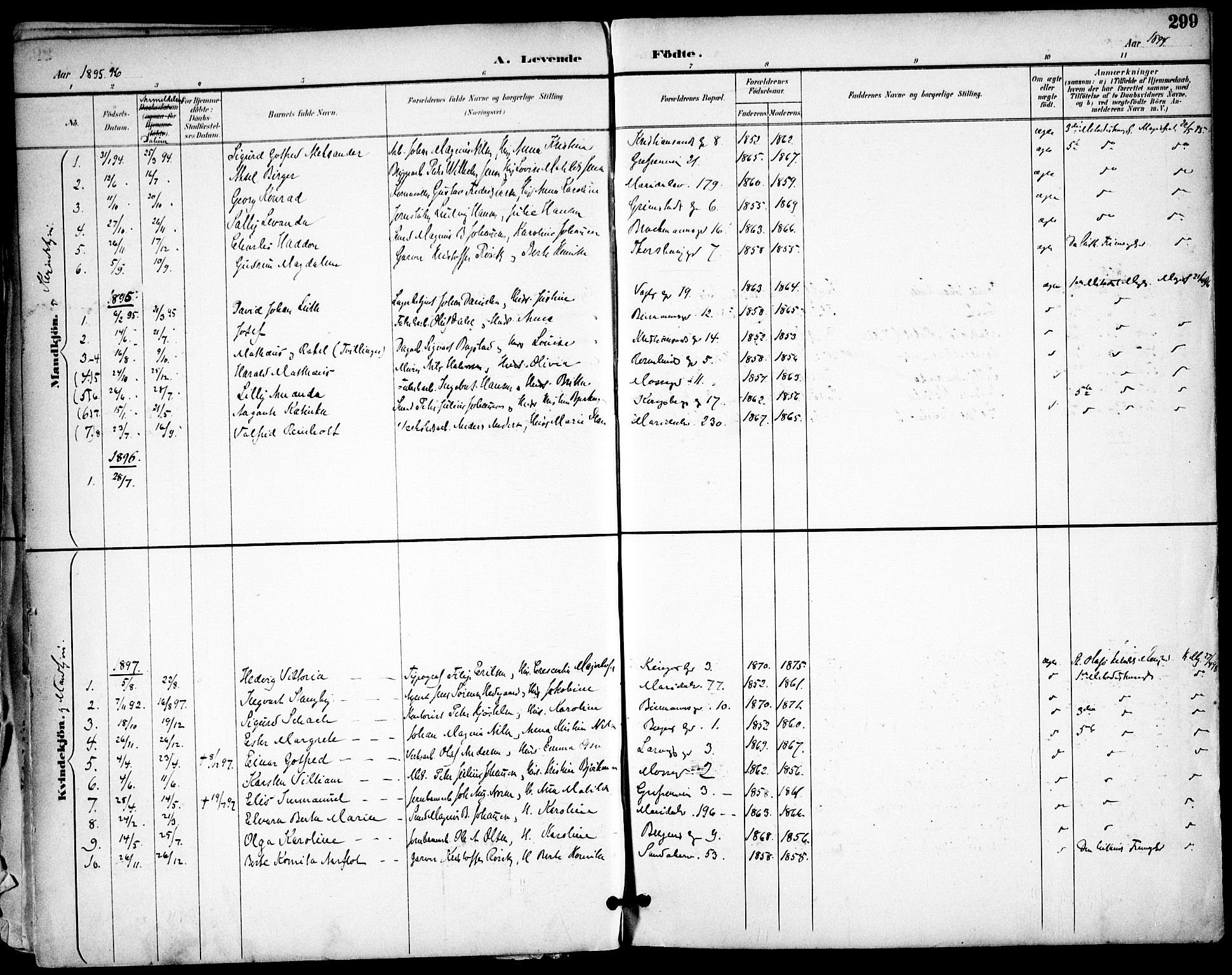 Sagene prestekontor Kirkebøker, SAO/A-10796/F/L0004: Parish register (official) no. 4, 1894-1904, p. 299