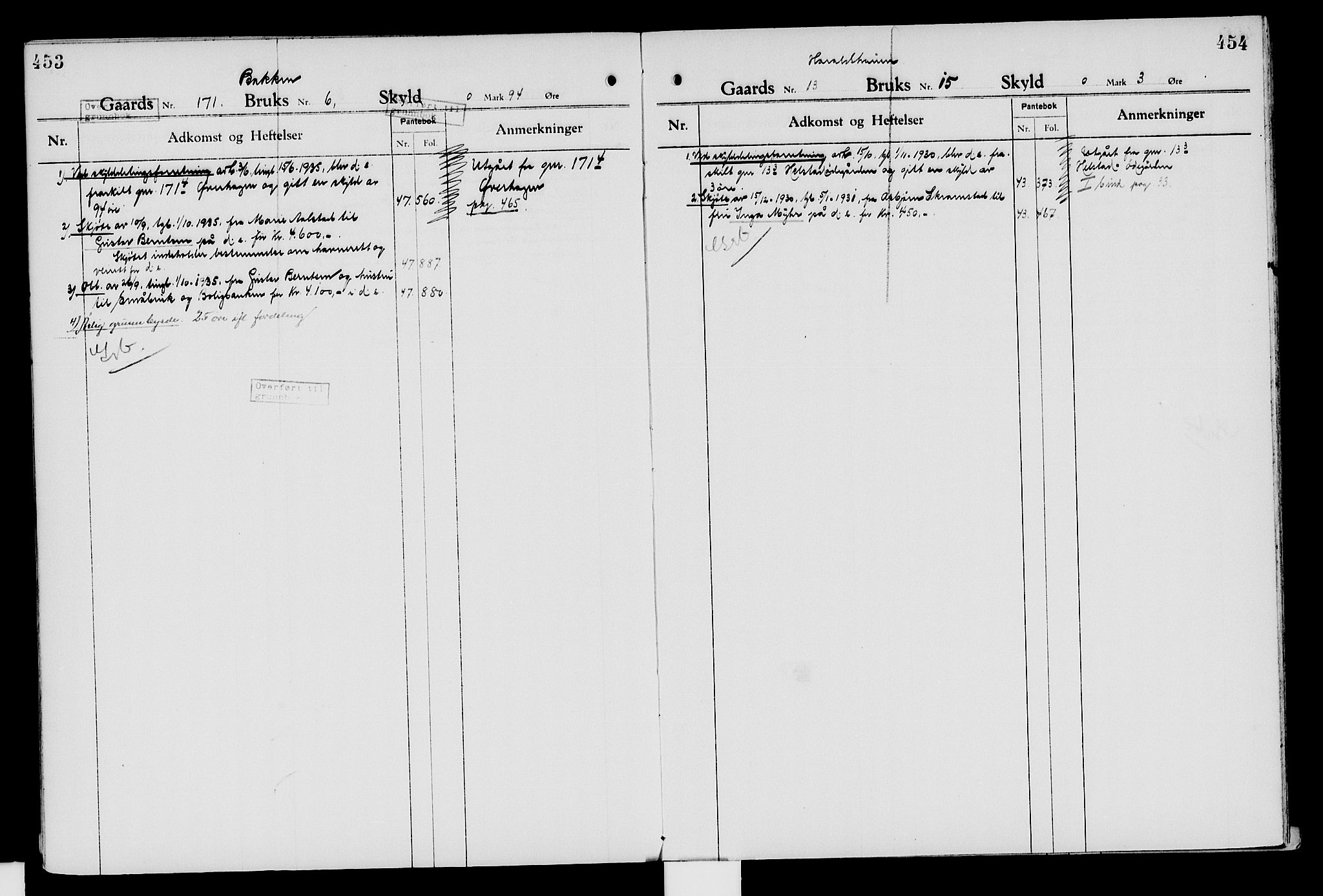 Nord-Hedmark sorenskriveri, SAH/TING-012/H/Ha/Had/Hade/L0007: Mortgage register no. 4.7, 1924-1940, p. 453-454