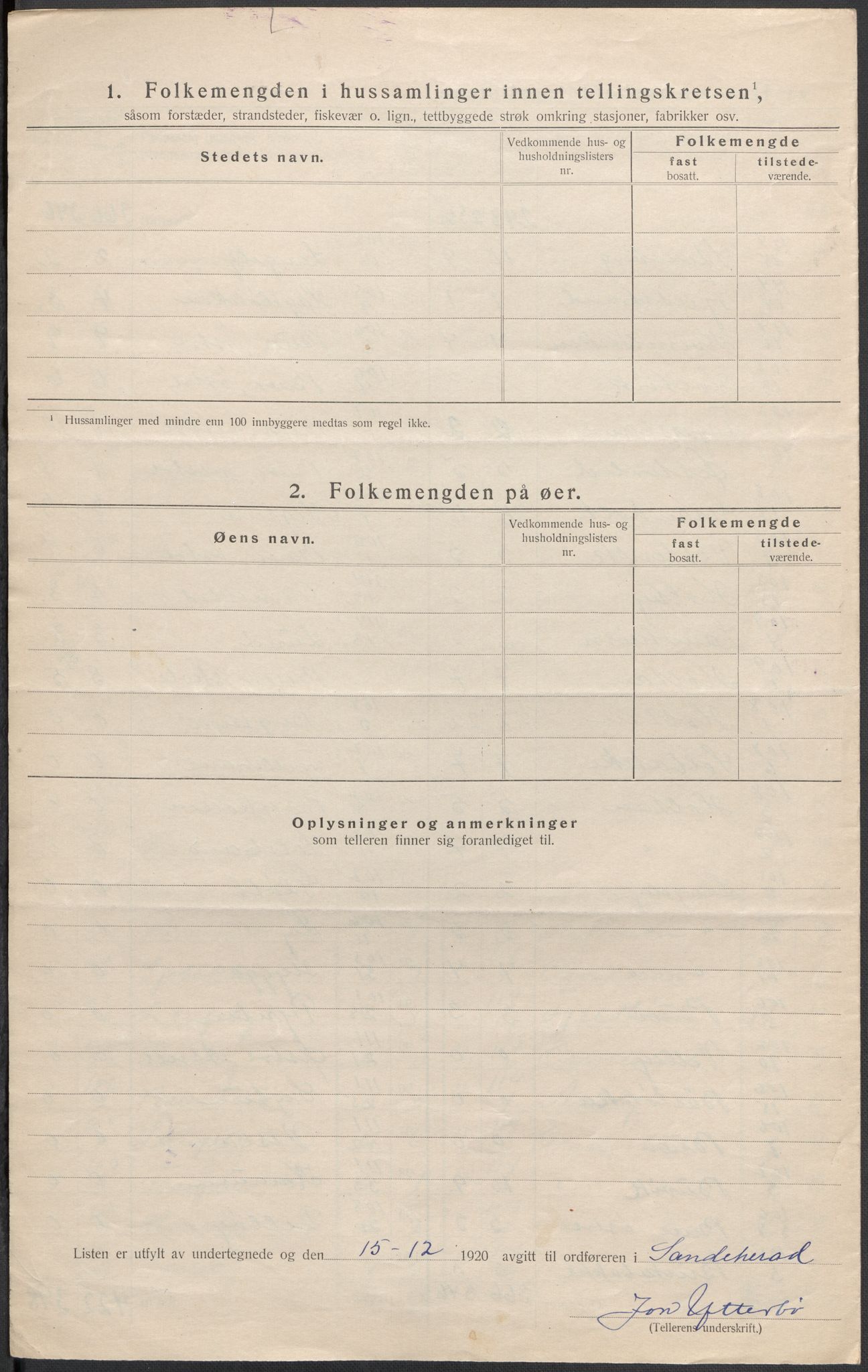 SAKO, 1920 census for Sandeherred, 1920, p. 50