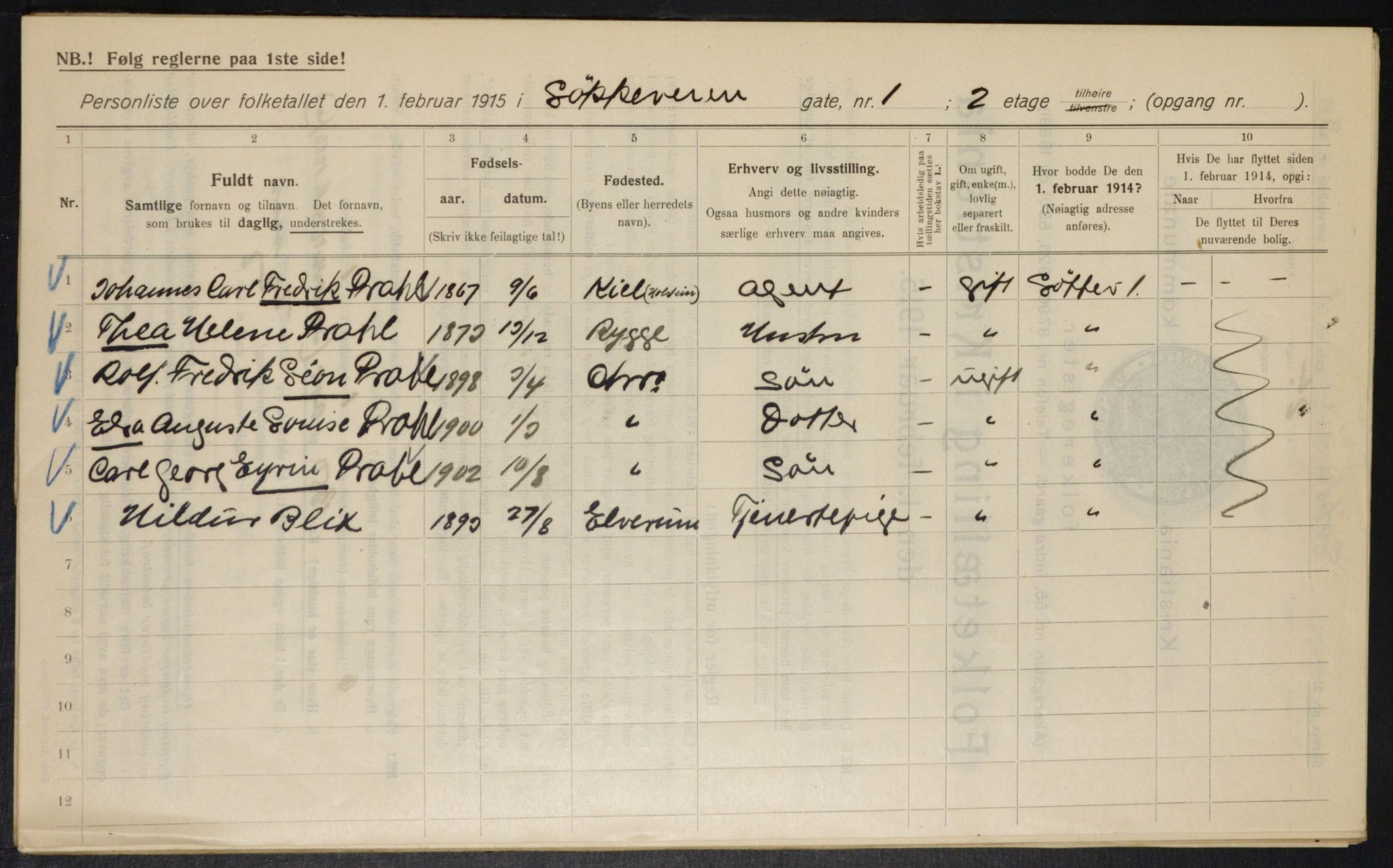 OBA, Municipal Census 1915 for Kristiania, 1915, p. 58018