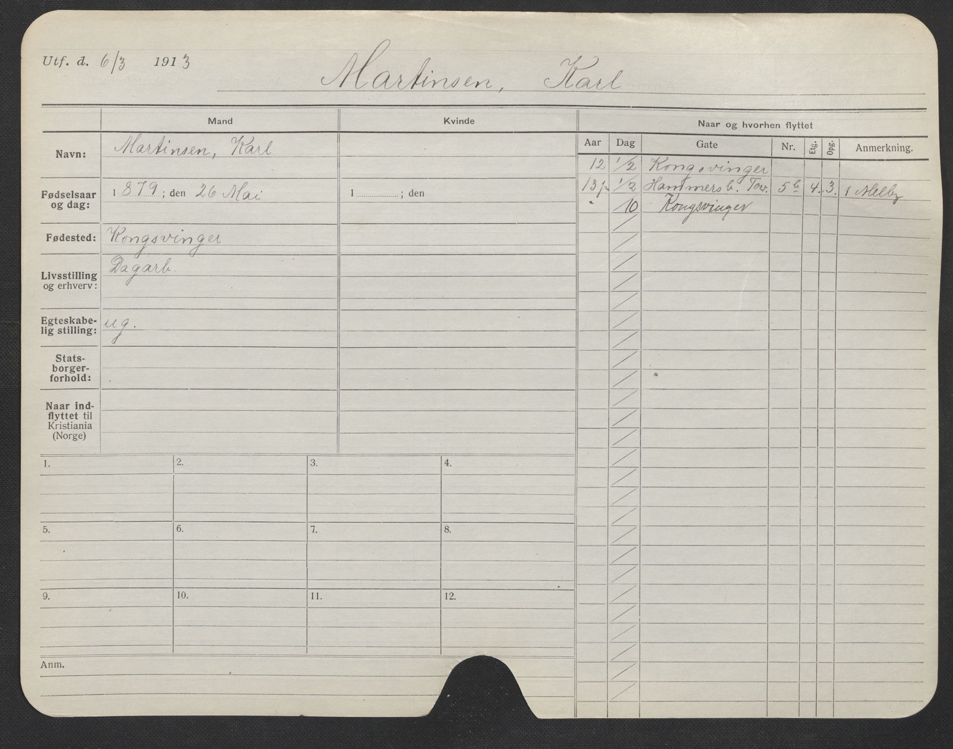 Oslo folkeregister, Registerkort, AV/SAO-A-11715/F/Fa/Fac/L0007: Menn, 1906-1914, p. 573a