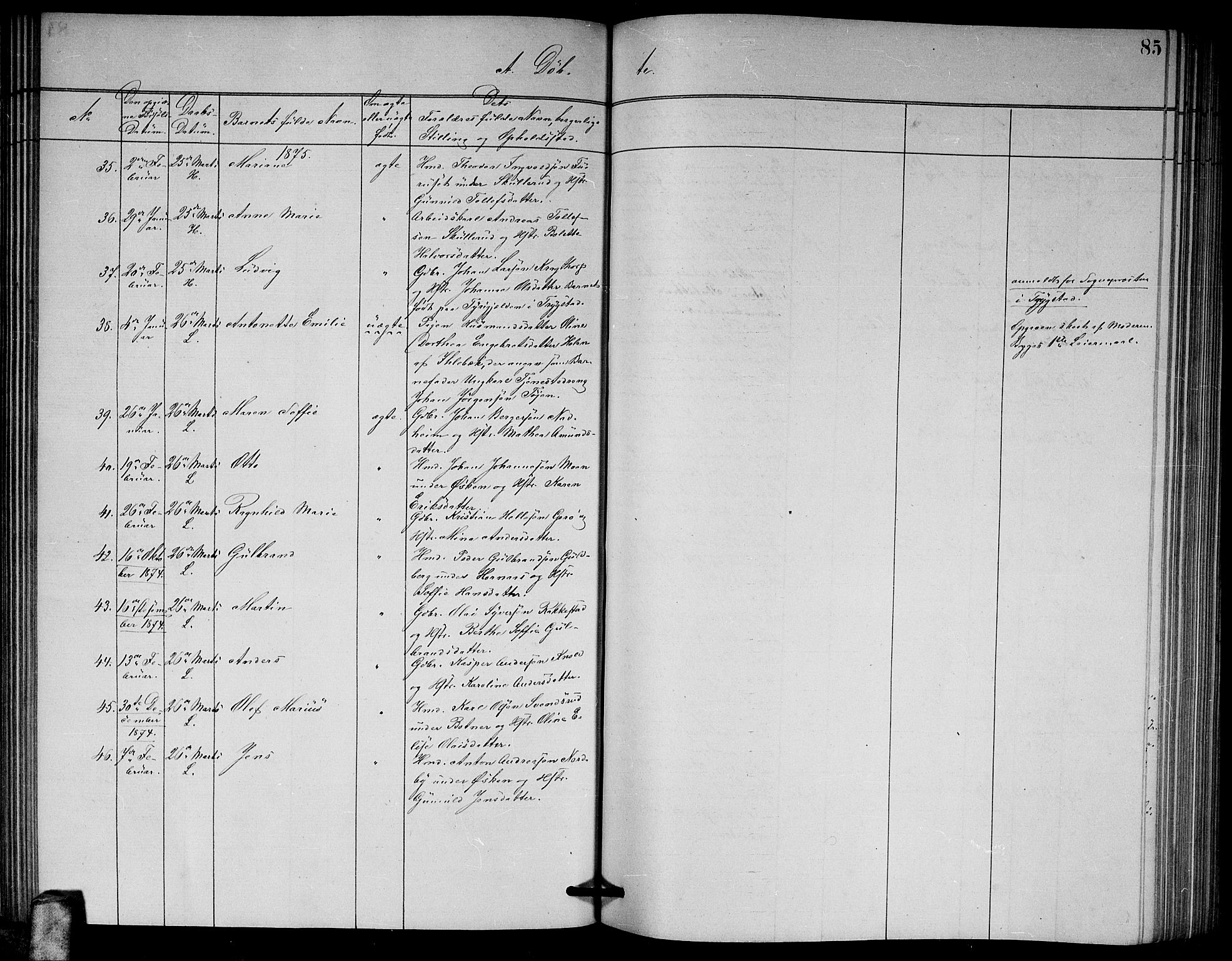 Høland prestekontor Kirkebøker, AV/SAO-A-10346a/G/Ga/L0006: Parish register (copy) no. I 6, 1869-1879, p. 85