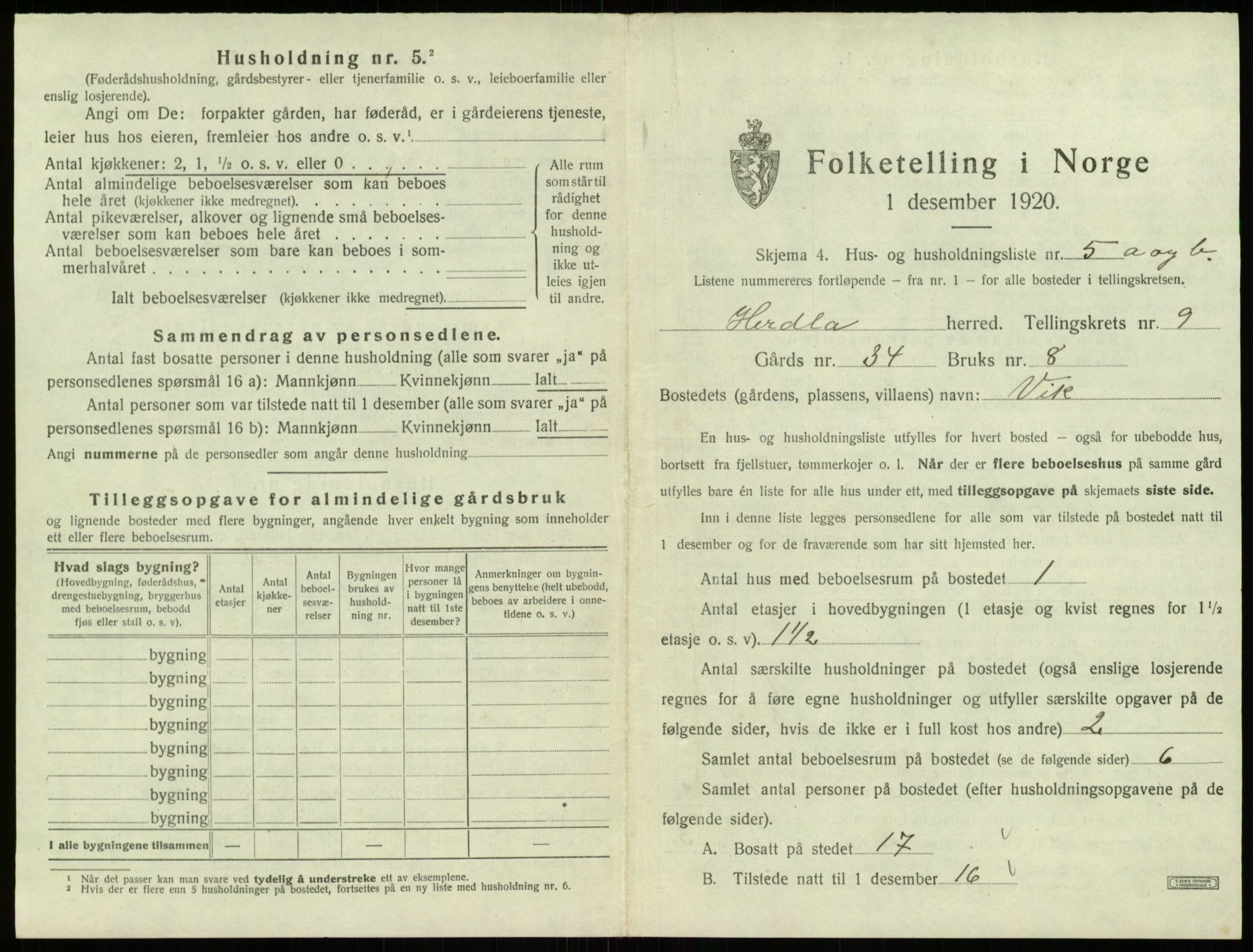 SAB, 1920 census for Herdla, 1920, p. 798