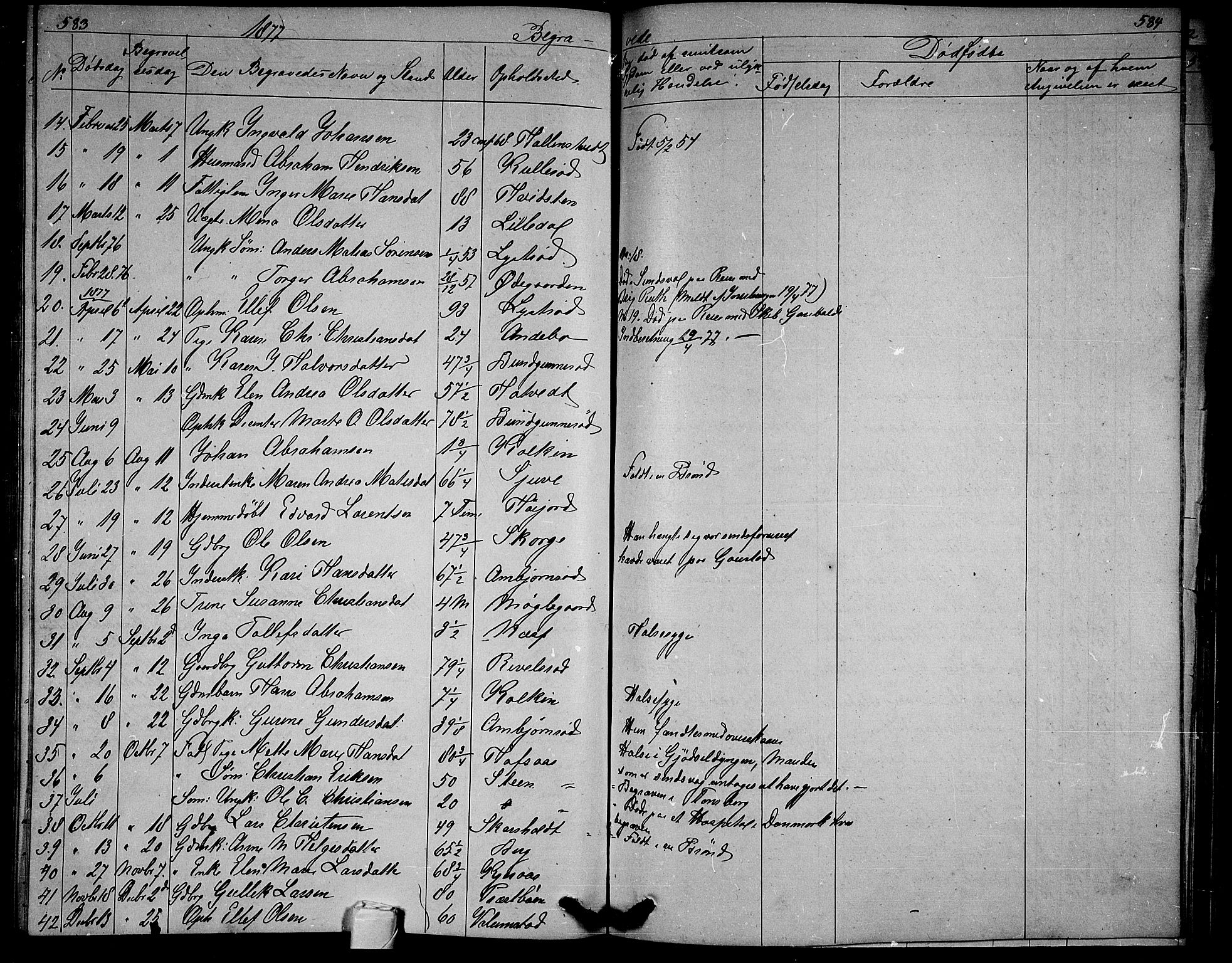 Andebu kirkebøker, SAKO/A-336/G/Ga/L0004: Parish register (copy) no. I 4, 1868-1882, p. 583-584