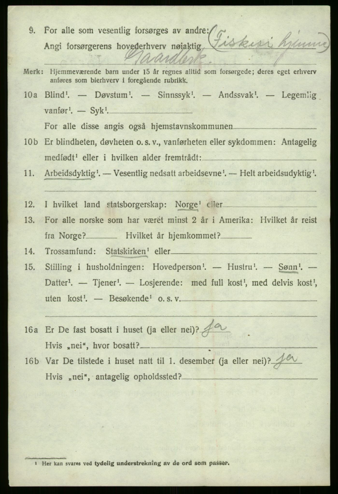 SAB, 1920 census for Selje, 1920, p. 5130