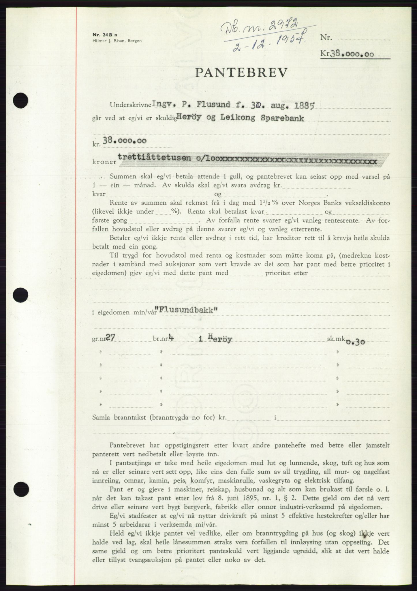 Søre Sunnmøre sorenskriveri, AV/SAT-A-4122/1/2/2C/L0130: Mortgage book no. 18B, 1957-1958, Diary no: : 2972/1957