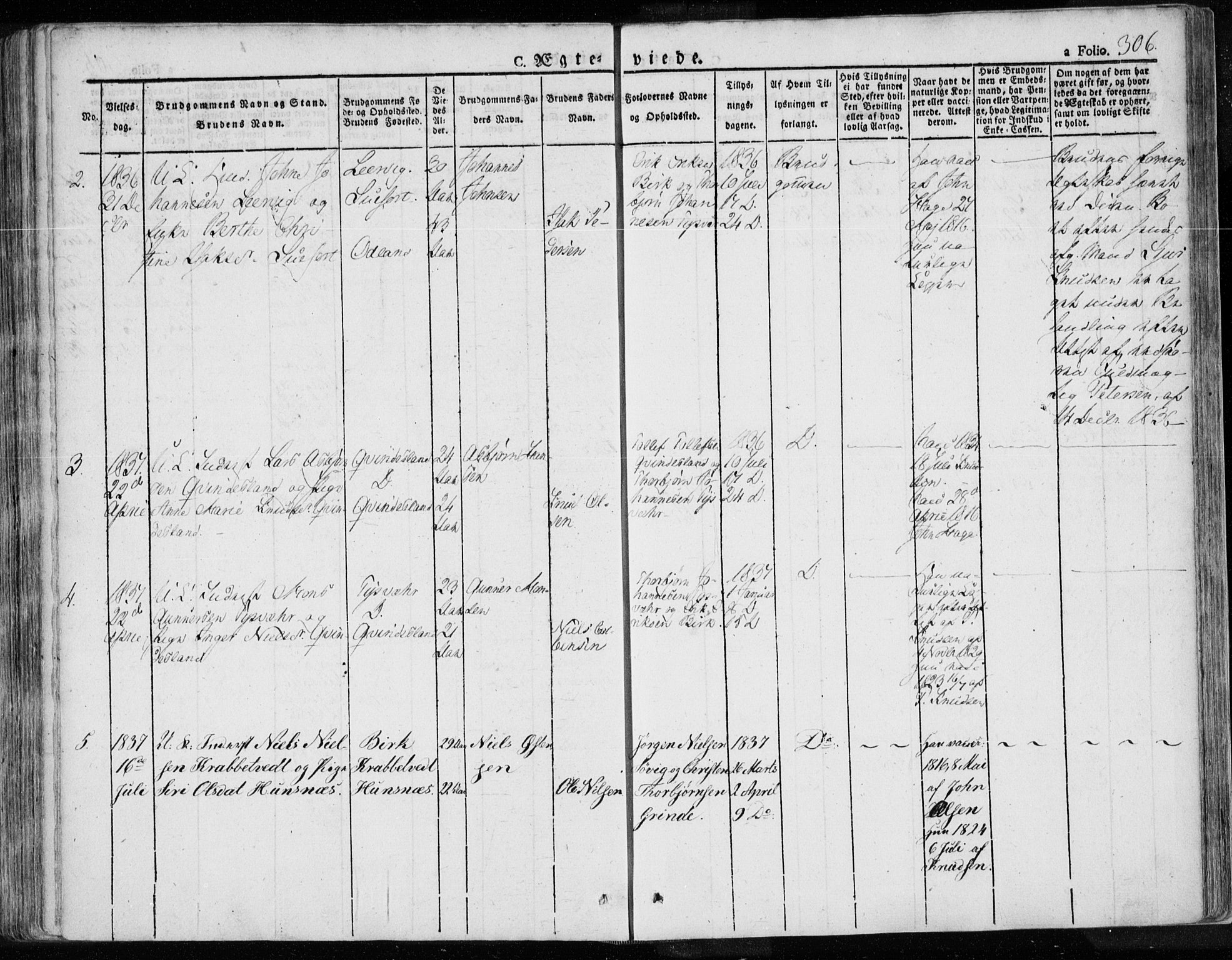 Tysvær sokneprestkontor, AV/SAST-A -101864/H/Ha/Haa/L0001: Parish register (official) no. A 1.1, 1831-1856, p. 306