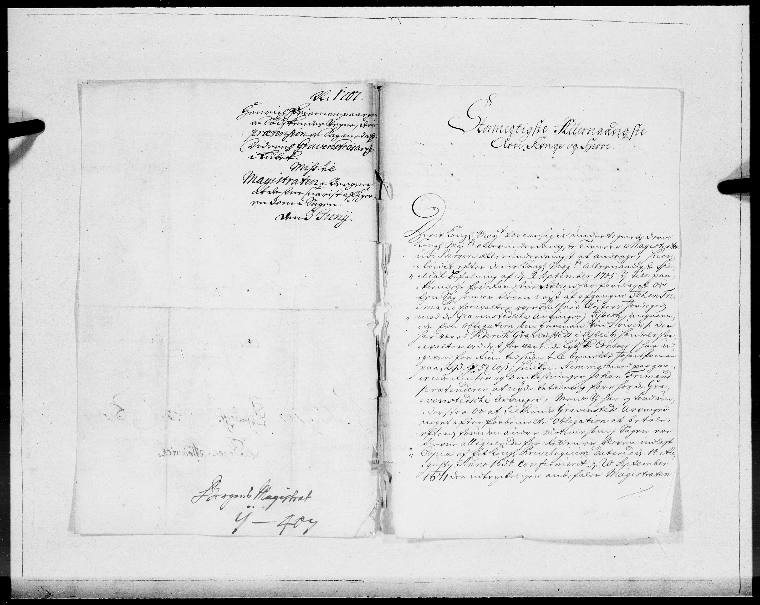Danske Kanselli 1572-1799, RA/EA-3023/F/Fc/Fcc/Fcca/L0063: Norske innlegg 1572-1799, 1707, p. 2
