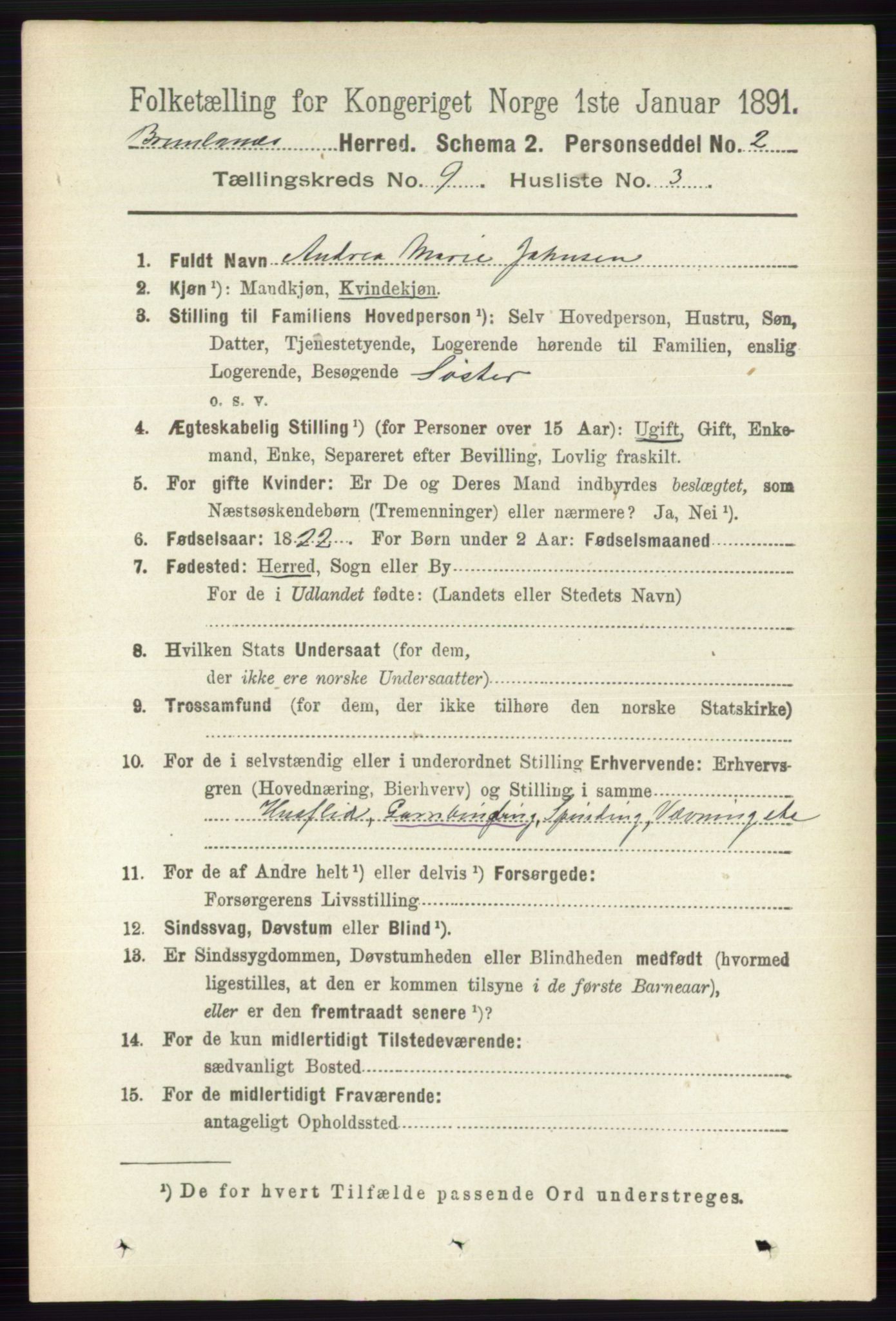 RA, 1891 census for 0726 Brunlanes, 1891, p. 4141