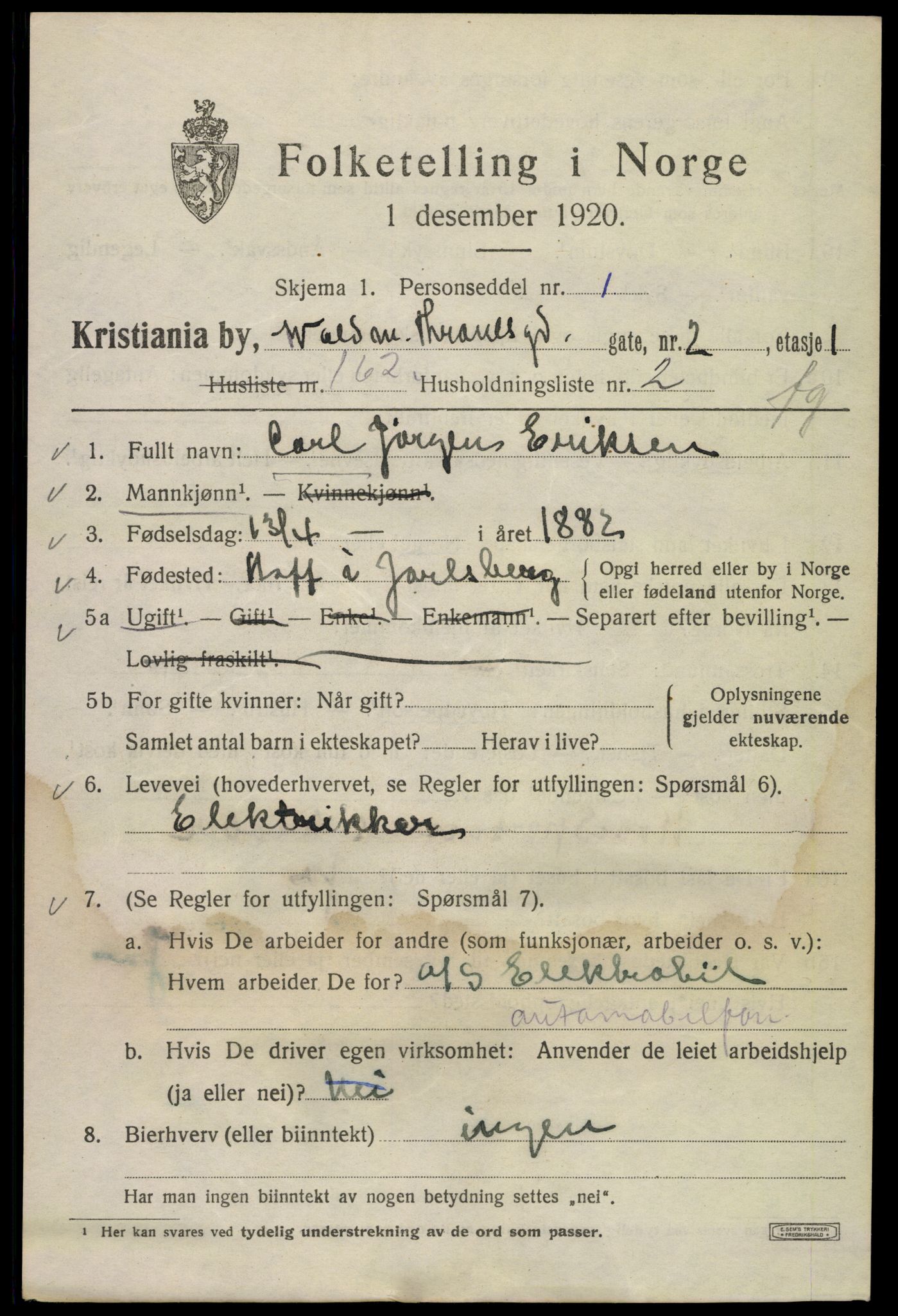 SAO, 1920 census for Kristiania, 1920, p. 644731