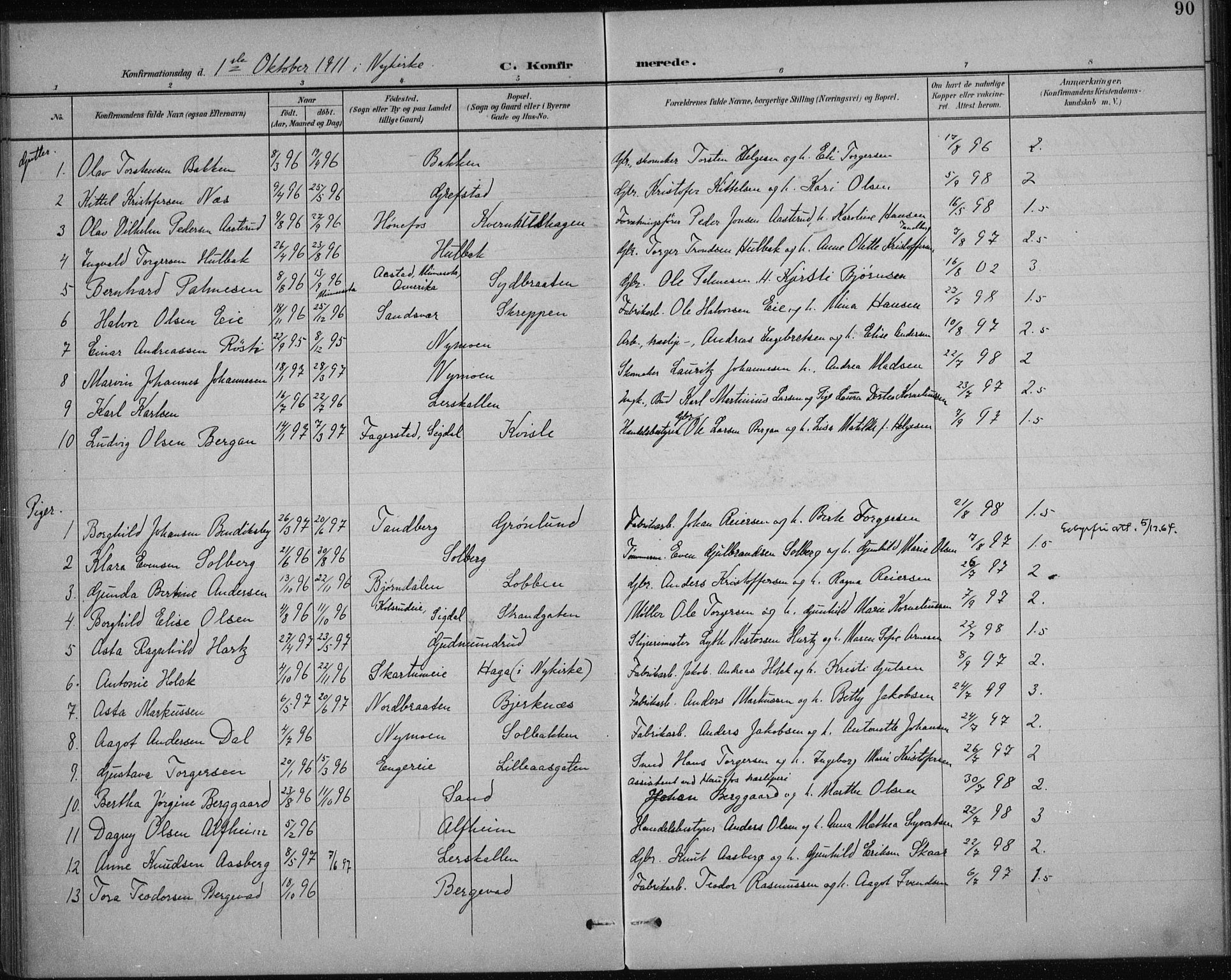 Modum kirkebøker, AV/SAKO-A-234/F/Fa/L0017: Parish register (official) no. 17, 1900-1915, p. 90