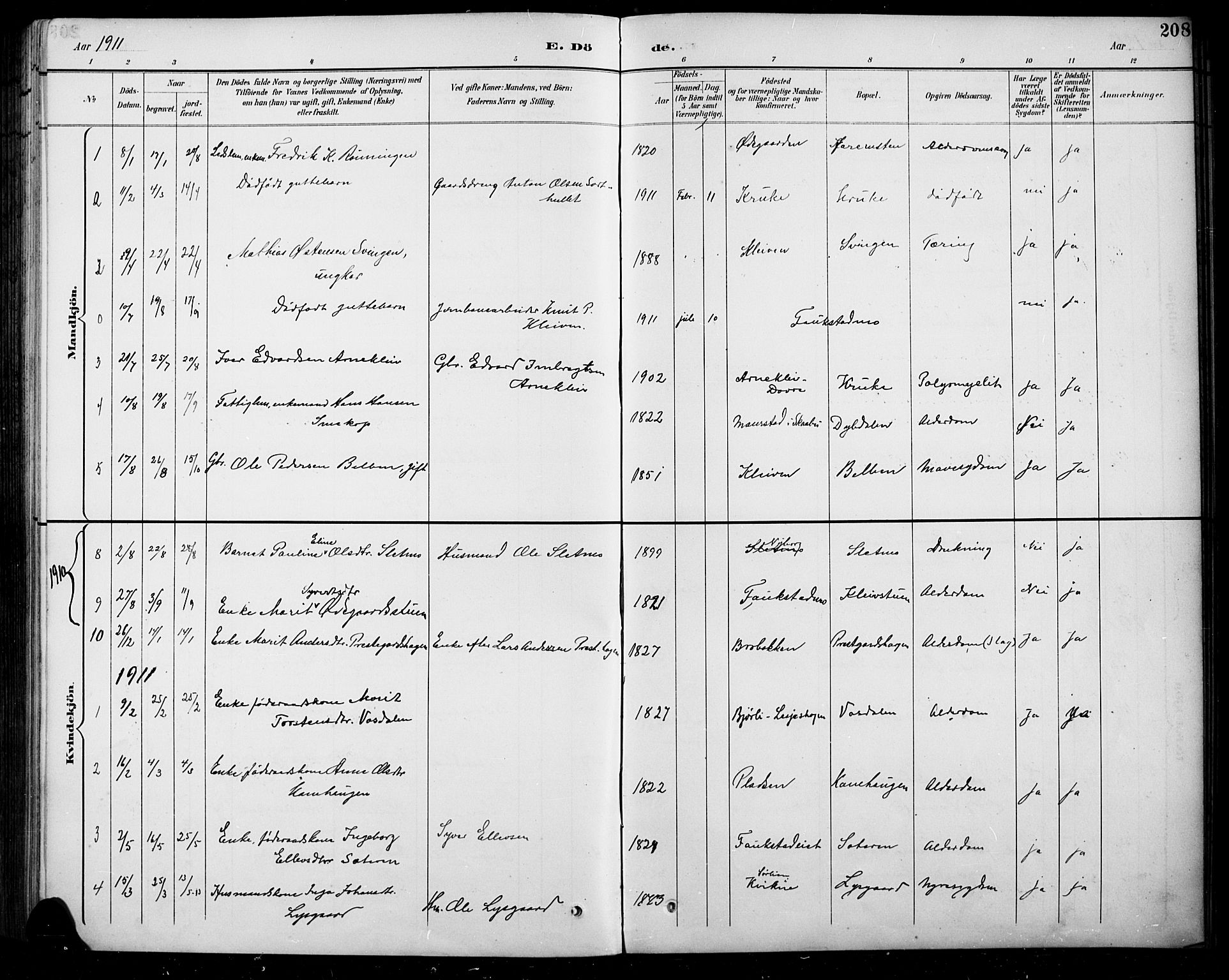 Sel prestekontor, AV/SAH-PREST-074/H/Ha/Hab/L0005: Parish register (copy) no. 5, 1894-1923, p. 208