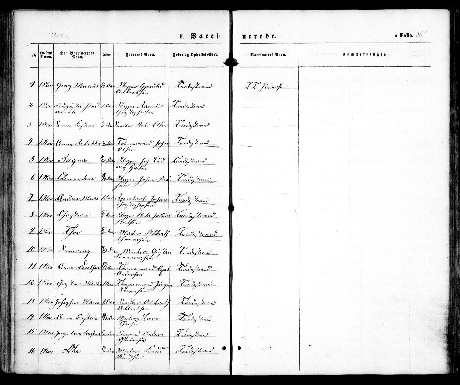Holt sokneprestkontor, SAK/1111-0021/F/Fa/L0008: Parish register (official) no. A 8, 1849-1860, p. 367