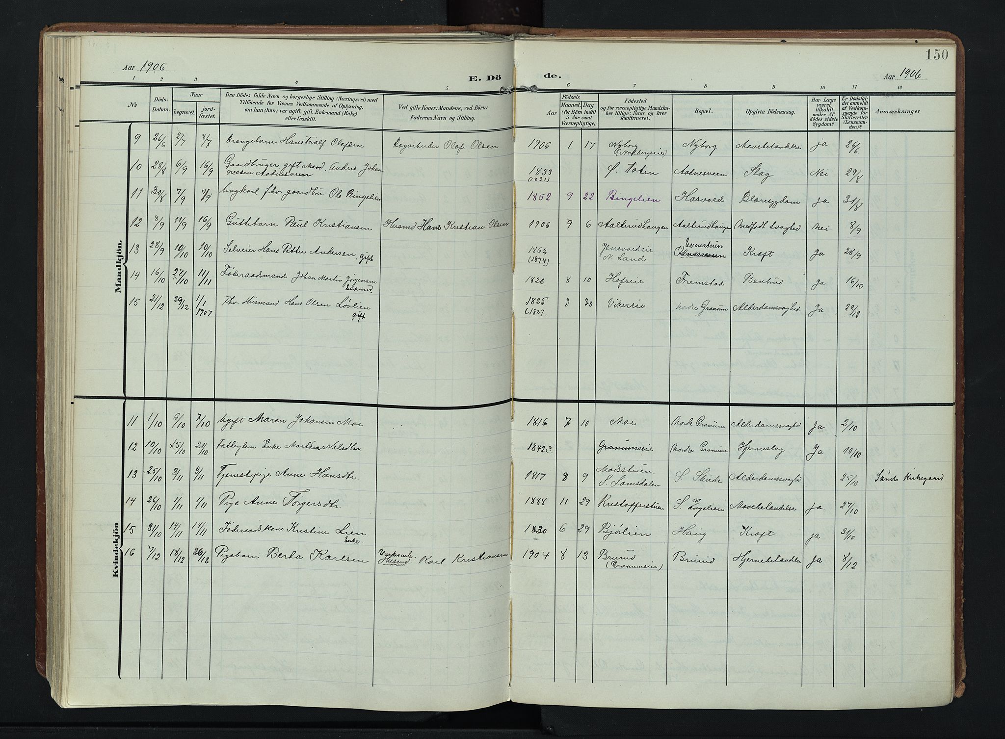 Søndre Land prestekontor, SAH/PREST-122/K/L0007: Parish register (official) no. 7, 1905-1914, p. 150