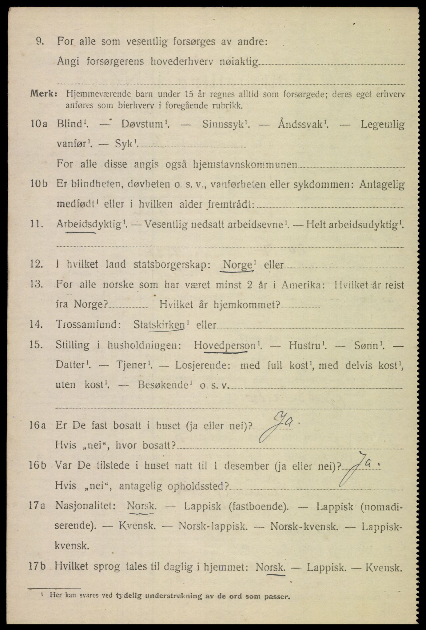 SAT, 1920 census for Tysfjord, 1920, p. 3162