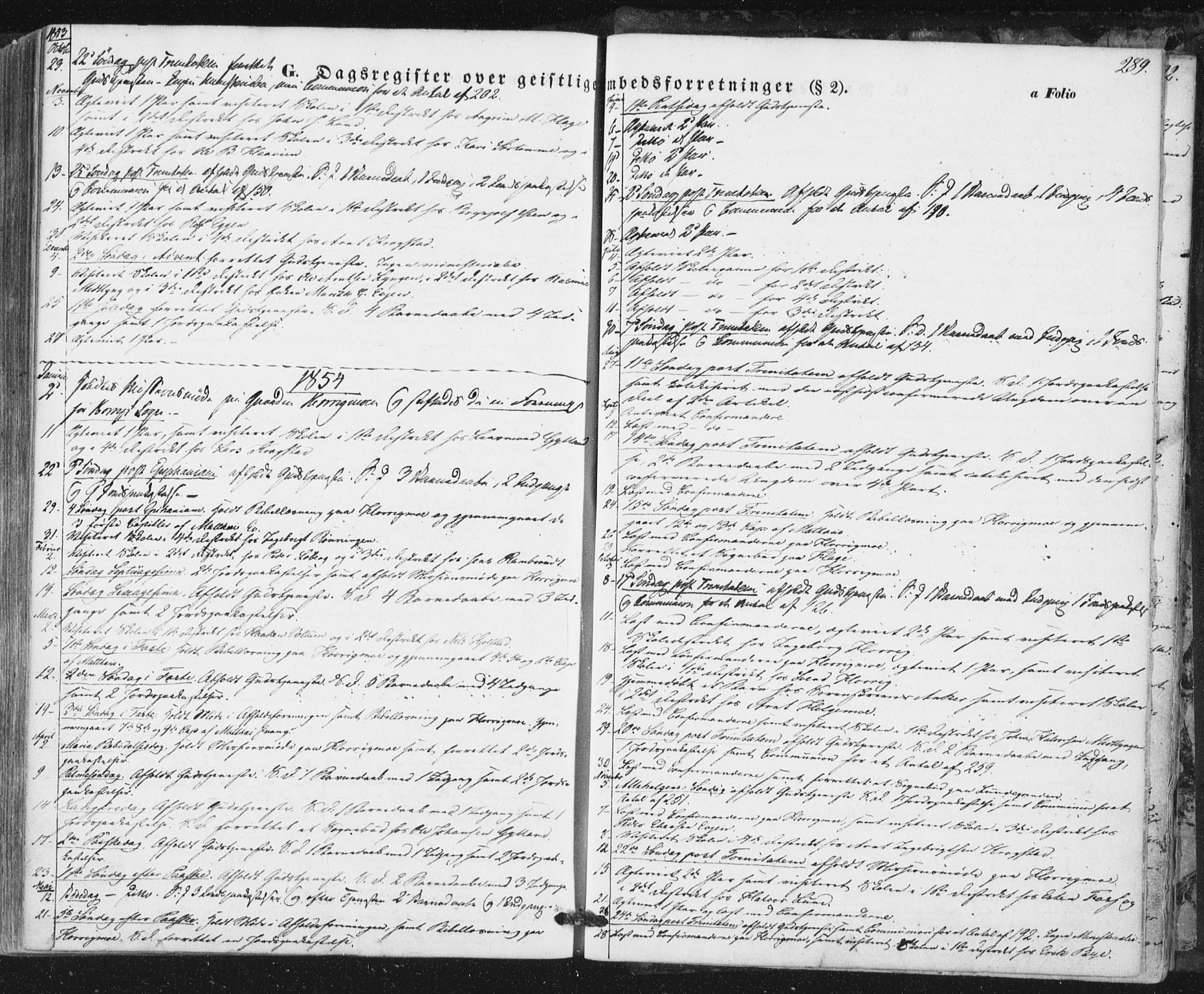 Ministerialprotokoller, klokkerbøker og fødselsregistre - Sør-Trøndelag, SAT/A-1456/692/L1103: Parish register (official) no. 692A03, 1849-1870, p. 289