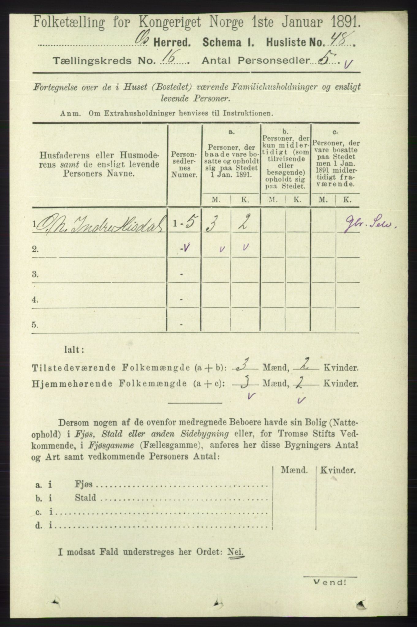 RA, 1891 census for 1243 Os, 1891, p. 3515