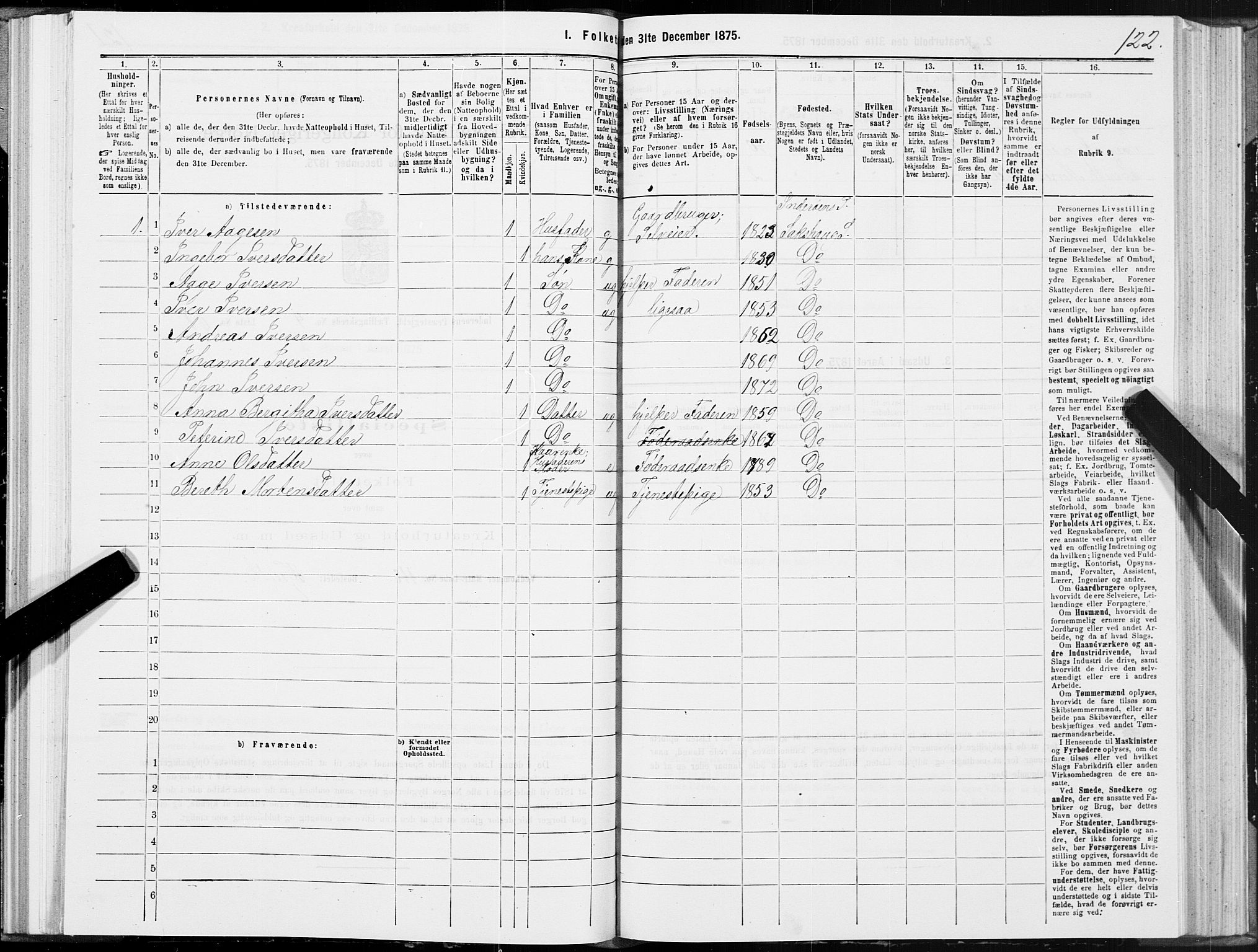 SAT, 1875 census for 1729P Inderøy, 1875, p. 3122