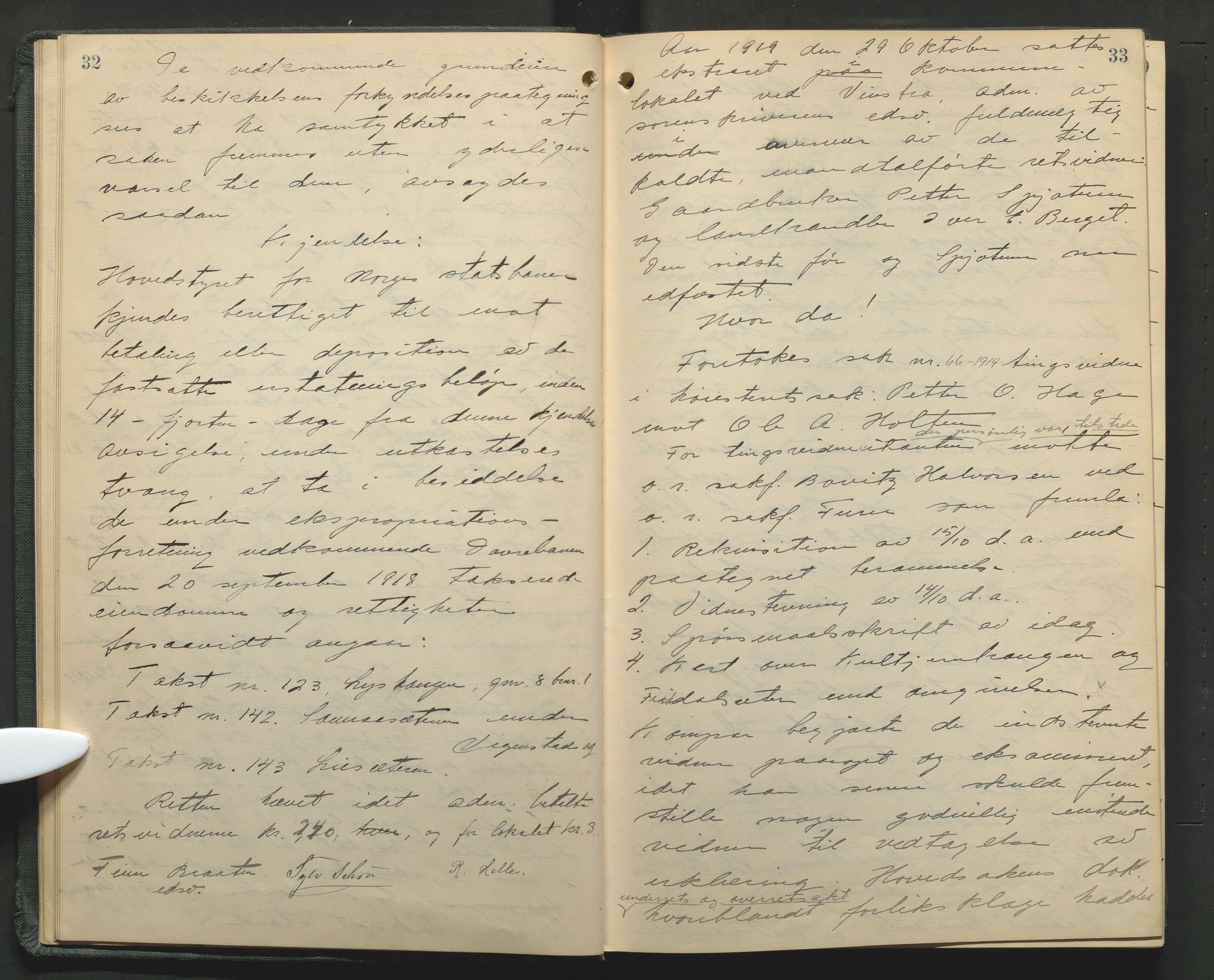 Nord-Gudbrandsdal tingrett, AV/SAH-TING-002/G/Gc/Gcb/L0013: Ekstrarettsprotokoll for åstedssaker, 1919-1927, p. 32-33