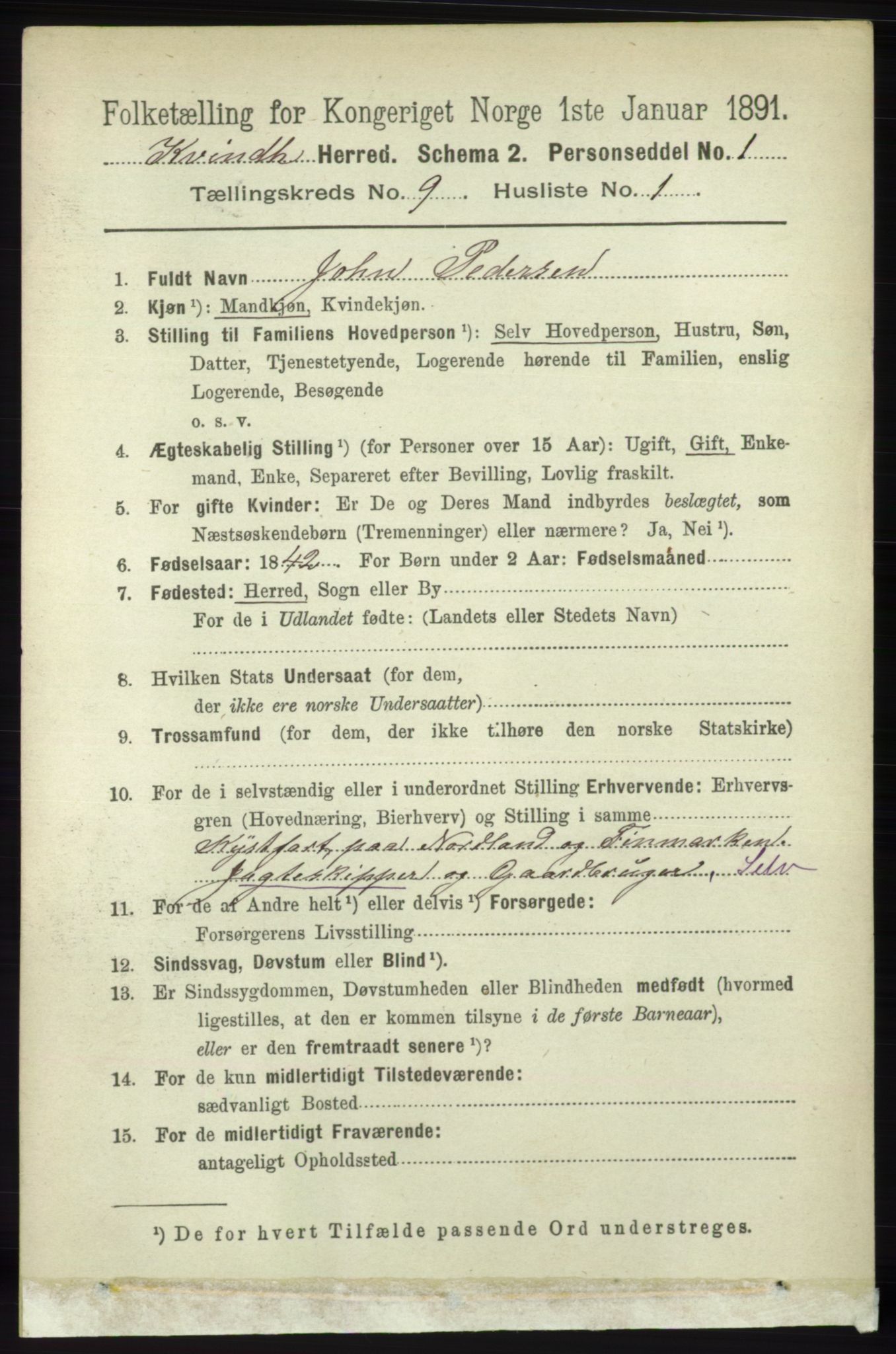 RA, 1891 census for 1224 Kvinnherad, 1891, p. 3303