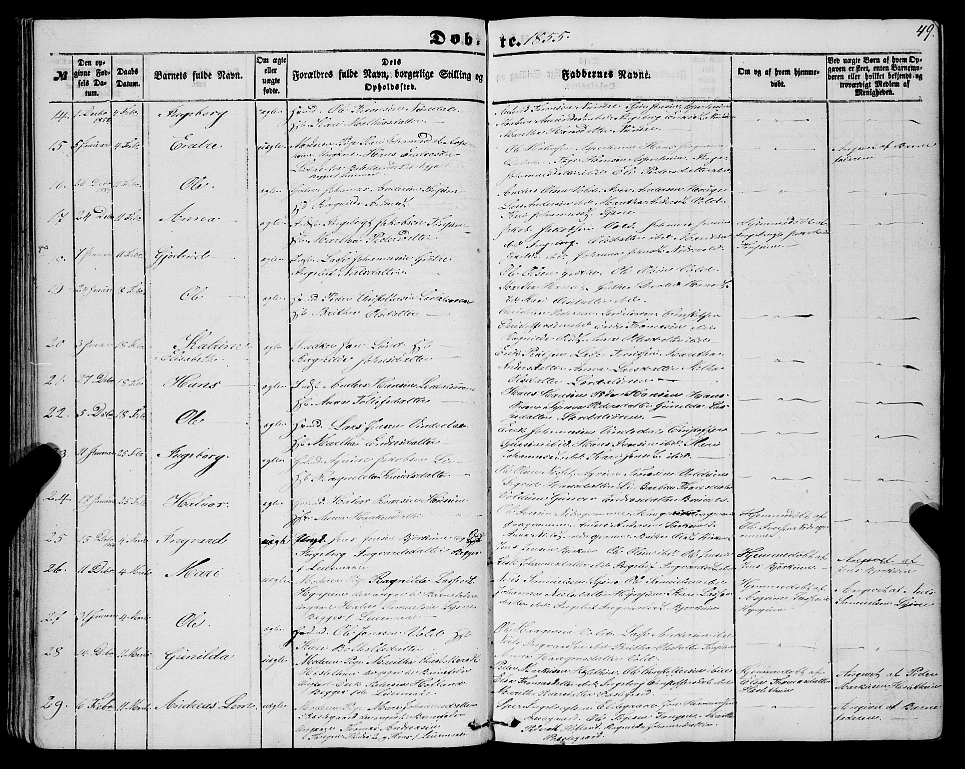 Lærdal sokneprestembete, AV/SAB-A-81201: Parish register (official) no. A 11, 1850-1866, p. 49