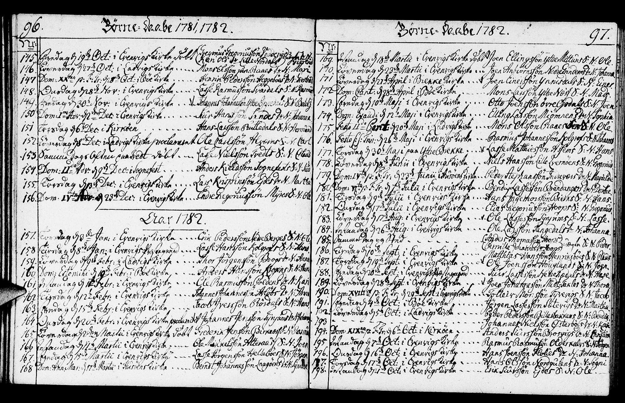 Gulen sokneprestembete, SAB/A-80201/H/Haa/Haaa/L0014: Parish register (official) no. A 14, 1779-1788, p. 96-97