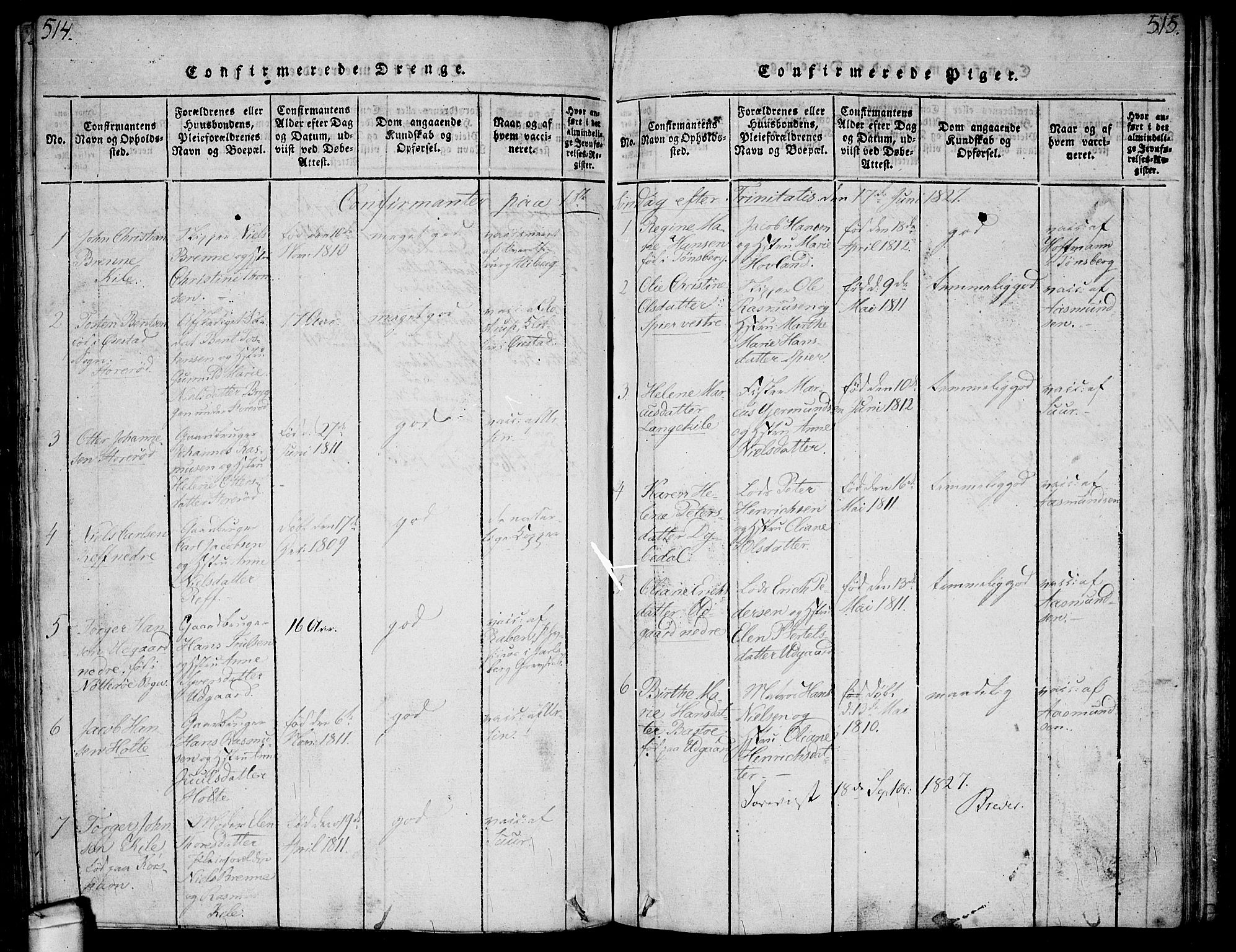 Hvaler prestekontor Kirkebøker, SAO/A-2001/F/Fa/L0005: Parish register (official) no. I 5, 1816-1845, p. 514-515