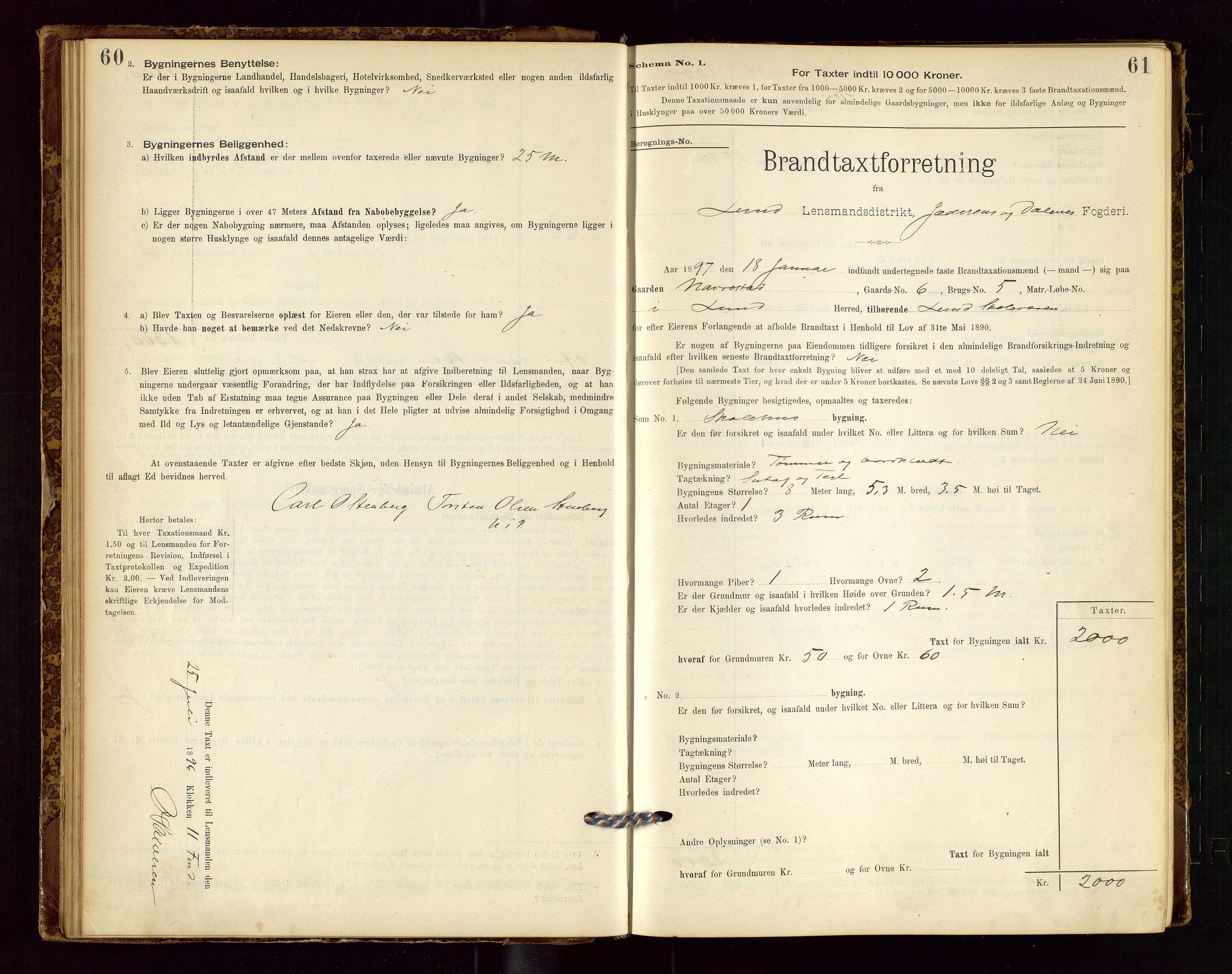 Lund lensmannskontor, SAST/A-100303/Gob/L0001: "Brandtakstprotokol", 1894-1907, p. 60-61