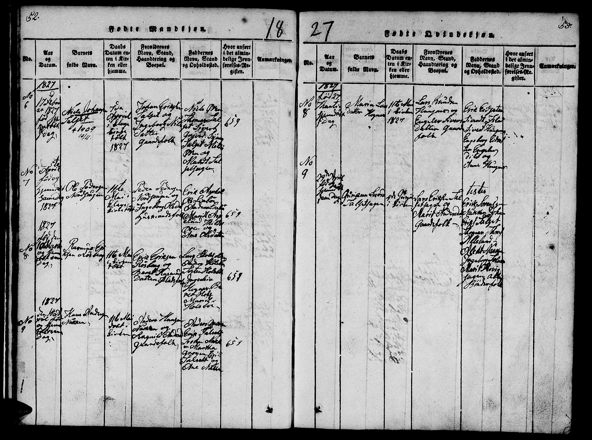 Ministerialprotokoller, klokkerbøker og fødselsregistre - Møre og Romsdal, SAT/A-1454/557/L0679: Parish register (official) no. 557A01, 1818-1843, p. 52-53