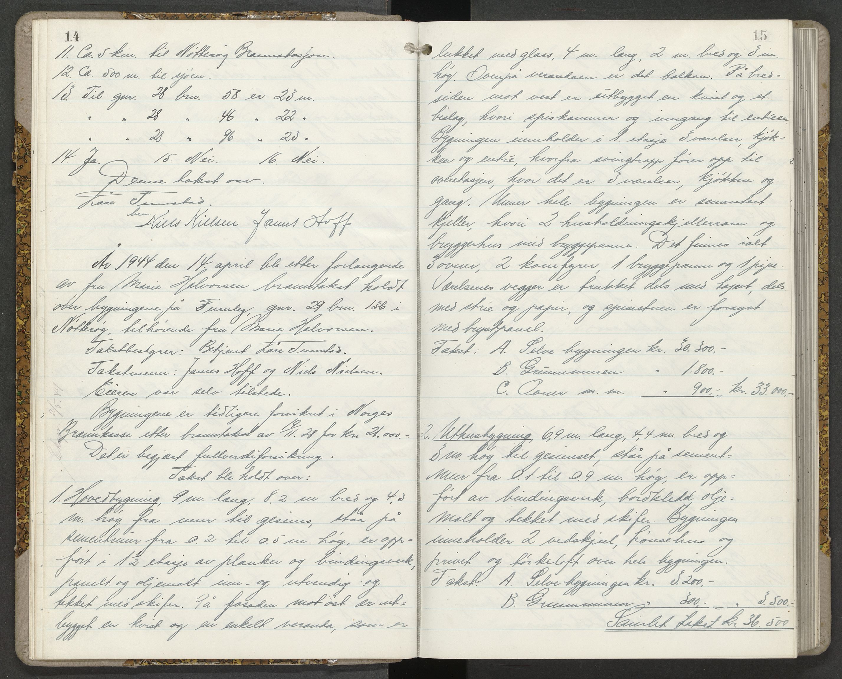 Nøtterøy lensmannskontor, AV/SAKO-A-540/Y/Yg/Yga/L0022: Branntakstprotokoll, 1944-1945, p. 14-15