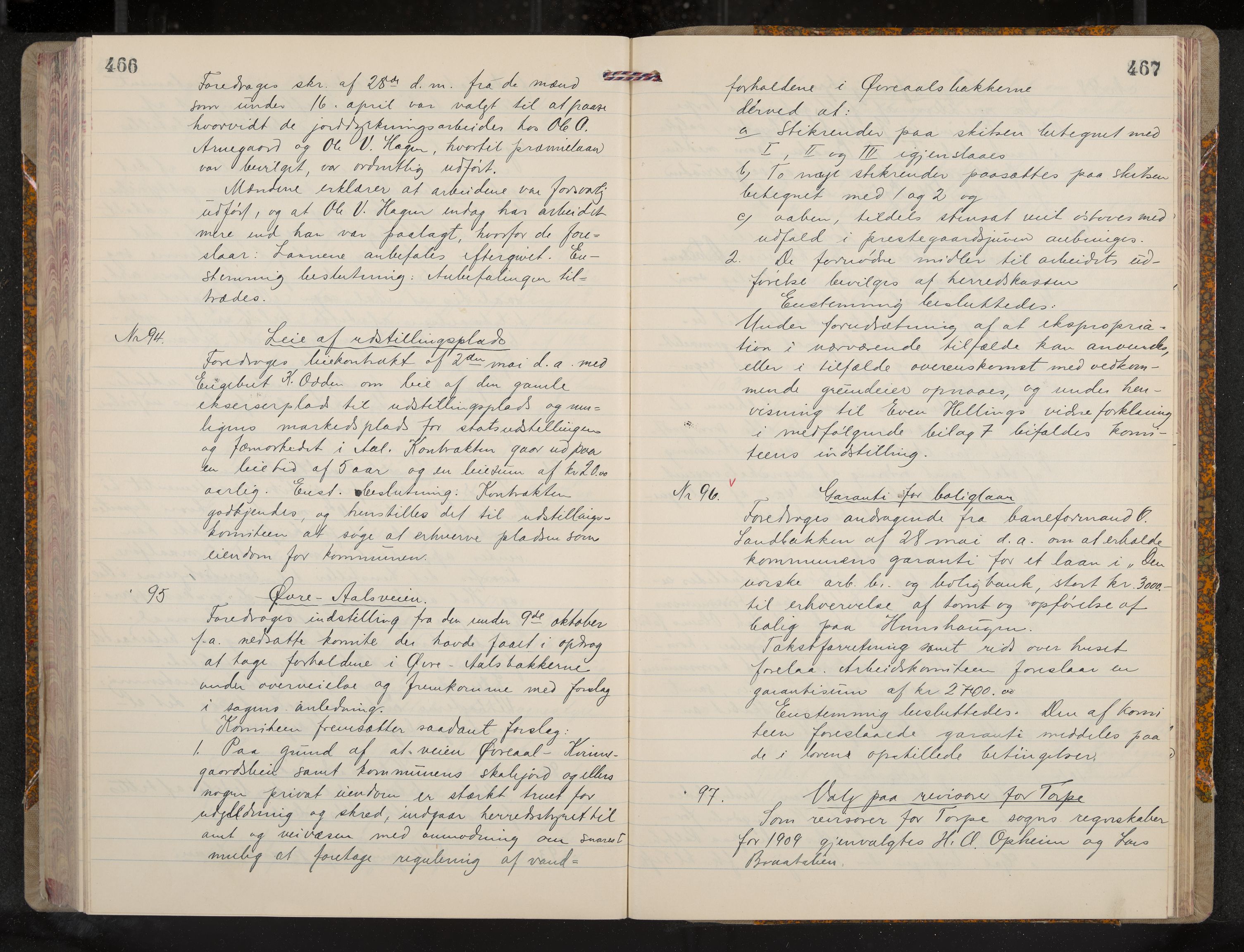 Ål formannskap og sentraladministrasjon, IKAK/0619021/A/Aa/L0005: Utskrift av møtebok, 1902-1910, p. 466-467