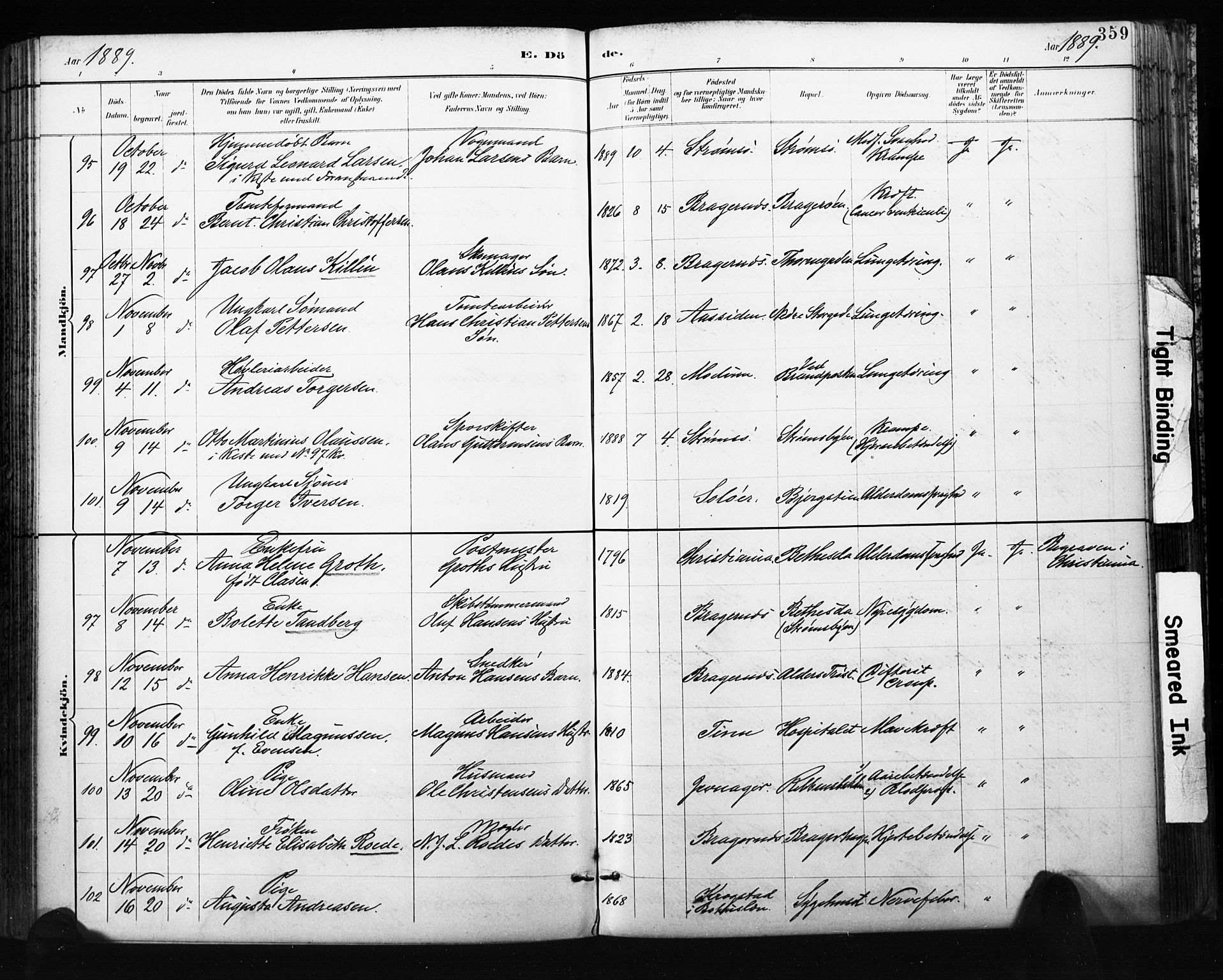 Bragernes kirkebøker, AV/SAKO-A-6/F/Fb/L0007: Parish register (official) no. II 7, 1885-1893, p. 359