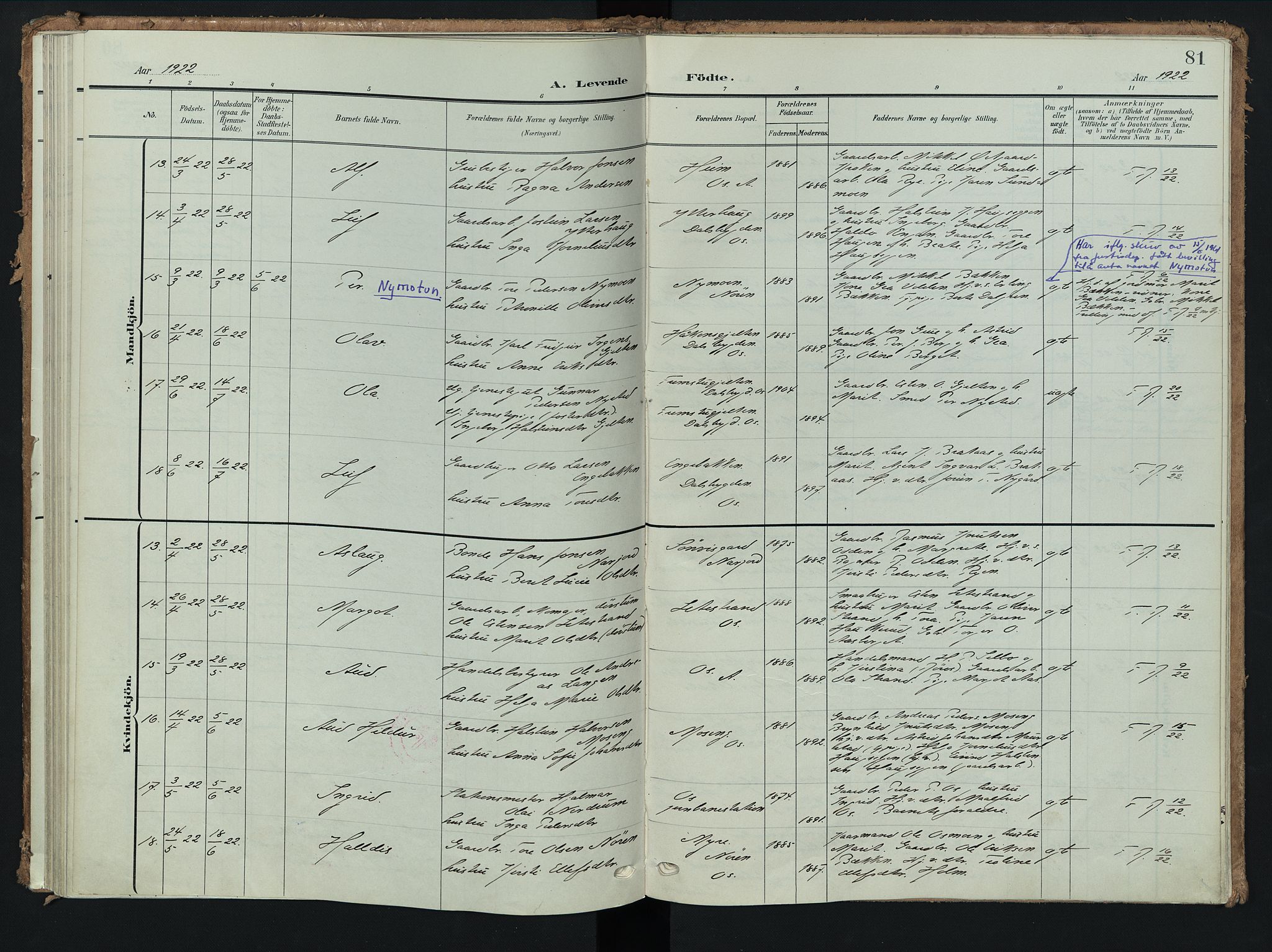 Tolga prestekontor, AV/SAH-PREST-062/K/L0009: Parish register (official) no. 9, 1903-1928, p. 81