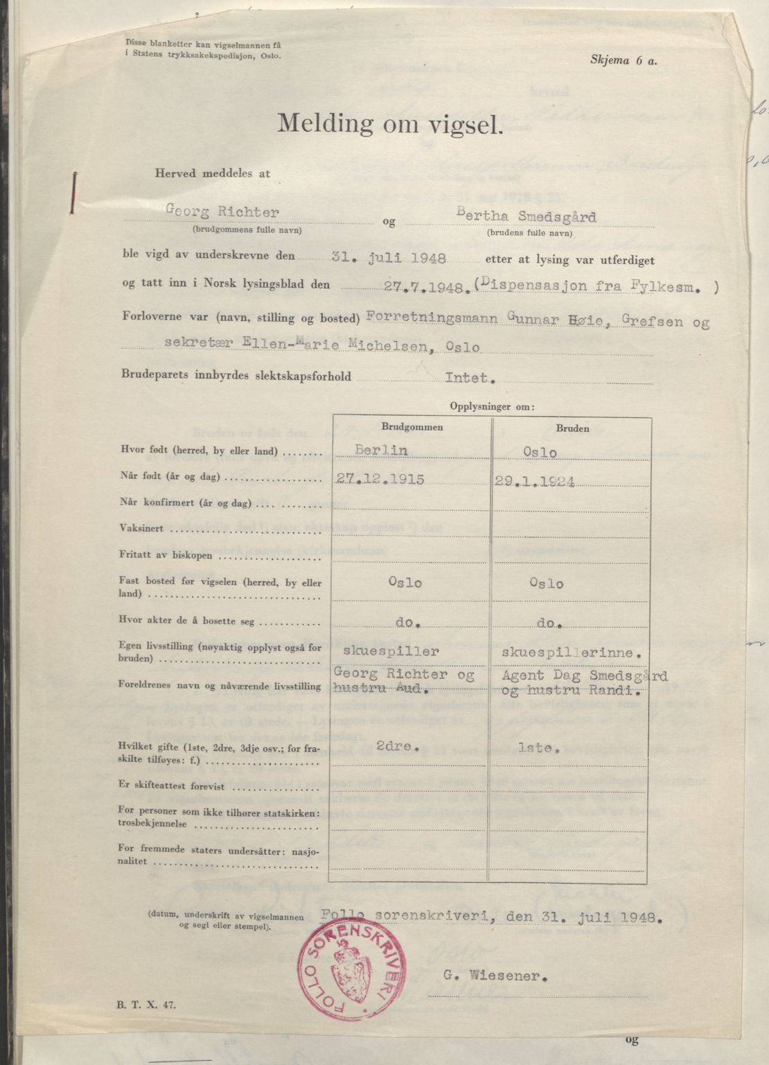 Follo sorenskriveri, SAO/A-10274/L/La/Lab/L0003: Vigselsbok, 1946-1955