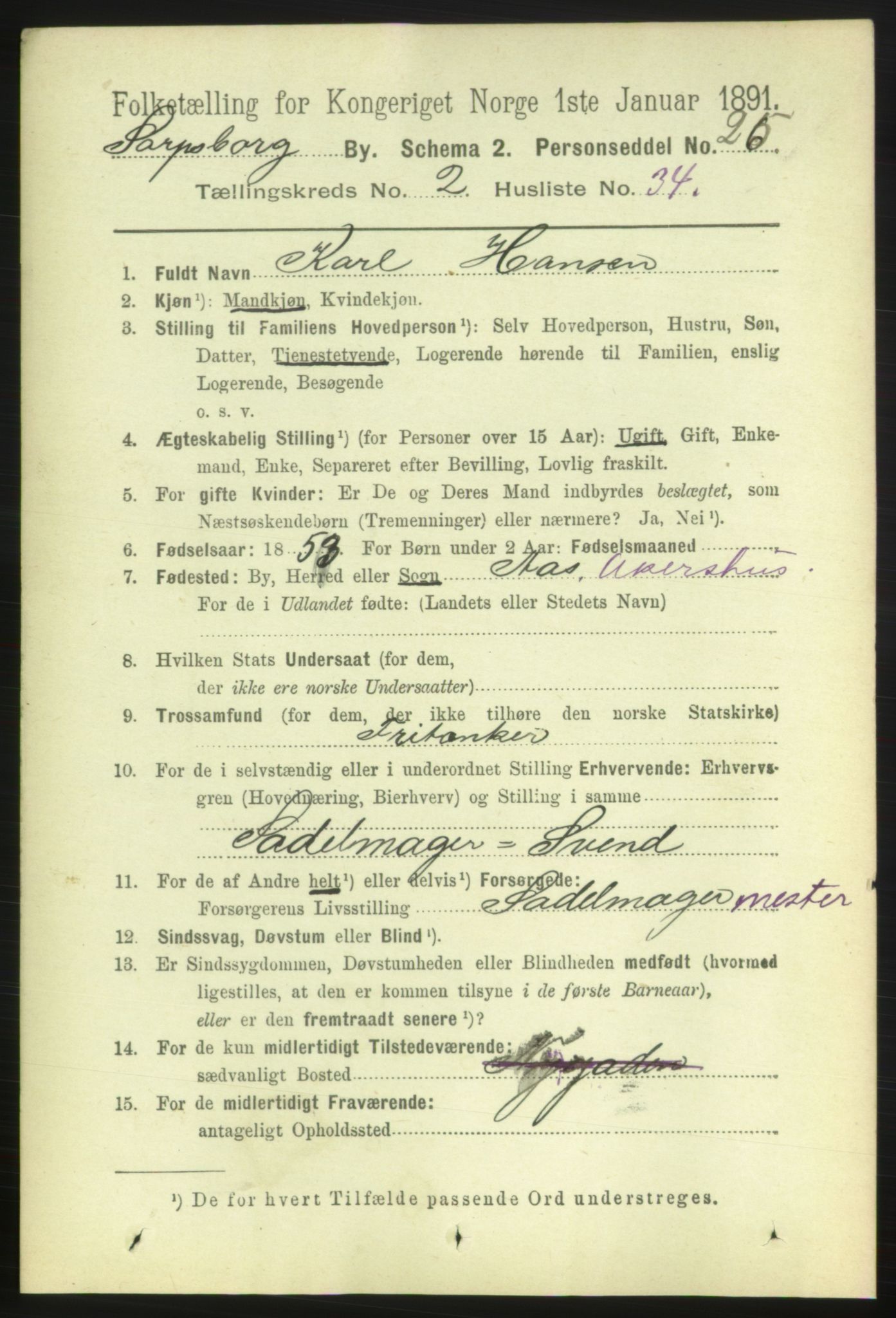 RA, 1891 census for 0102 Sarpsborg, 1891, p. 1635