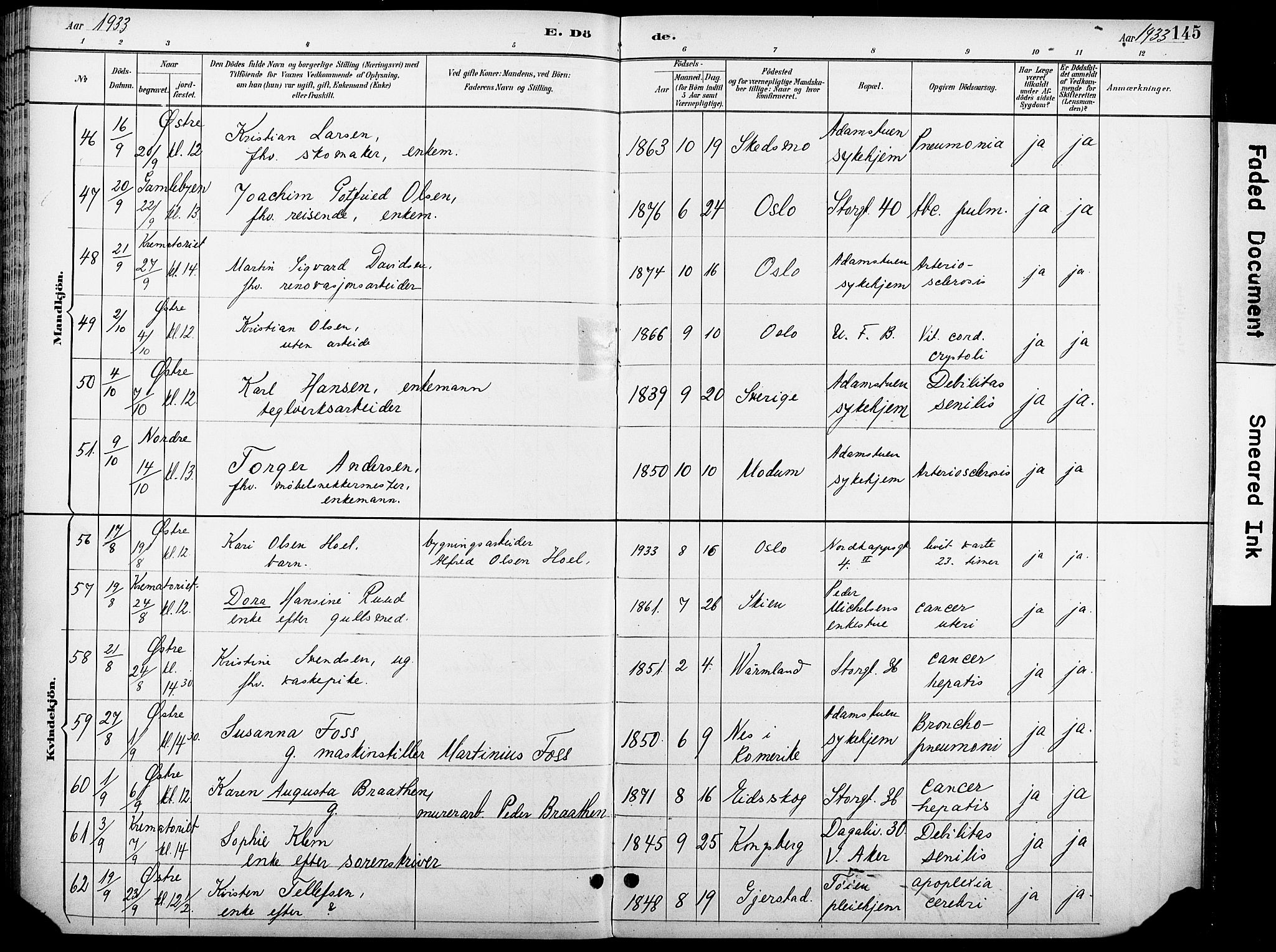 Krohgstøtten sykehusprest Kirkebøker, SAO/A-10854/F/Fa/L0003: Parish register (official) no. 3, 1890-1935, p. 145