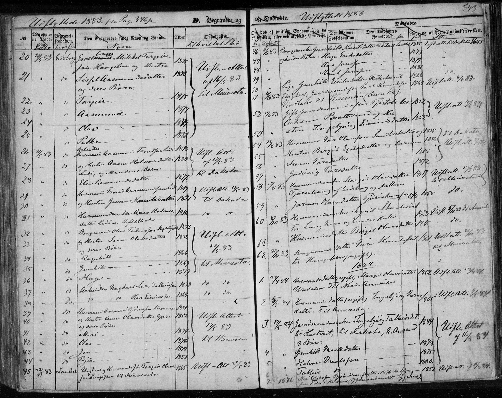 Lårdal kirkebøker, SAKO/A-284/F/Fa/L0006: Parish register (official) no. I 6, 1861-1886, p. 343
