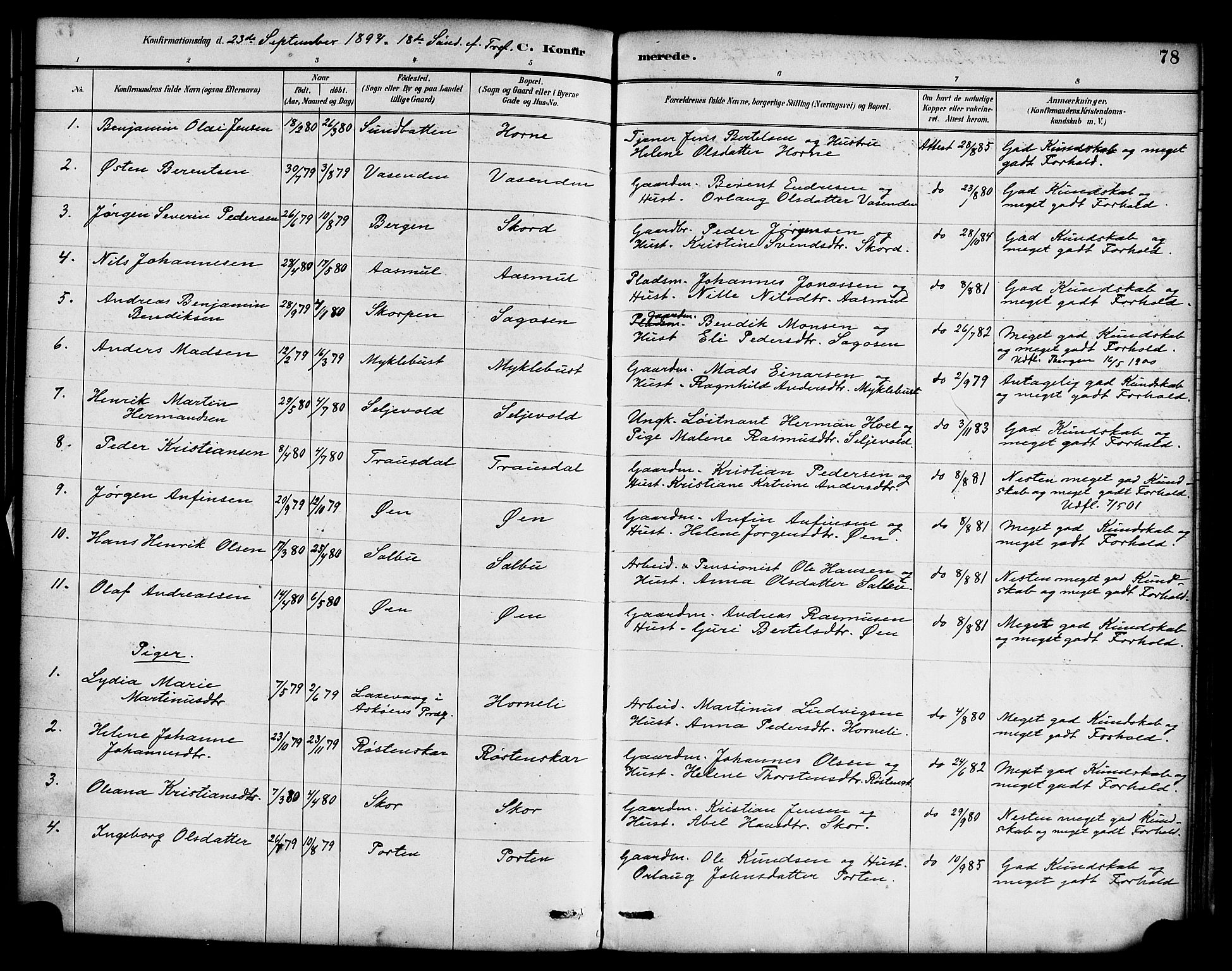 Hyllestad sokneprestembete, SAB/A-80401: Parish register (official) no. D 1, 1886-1905, p. 78