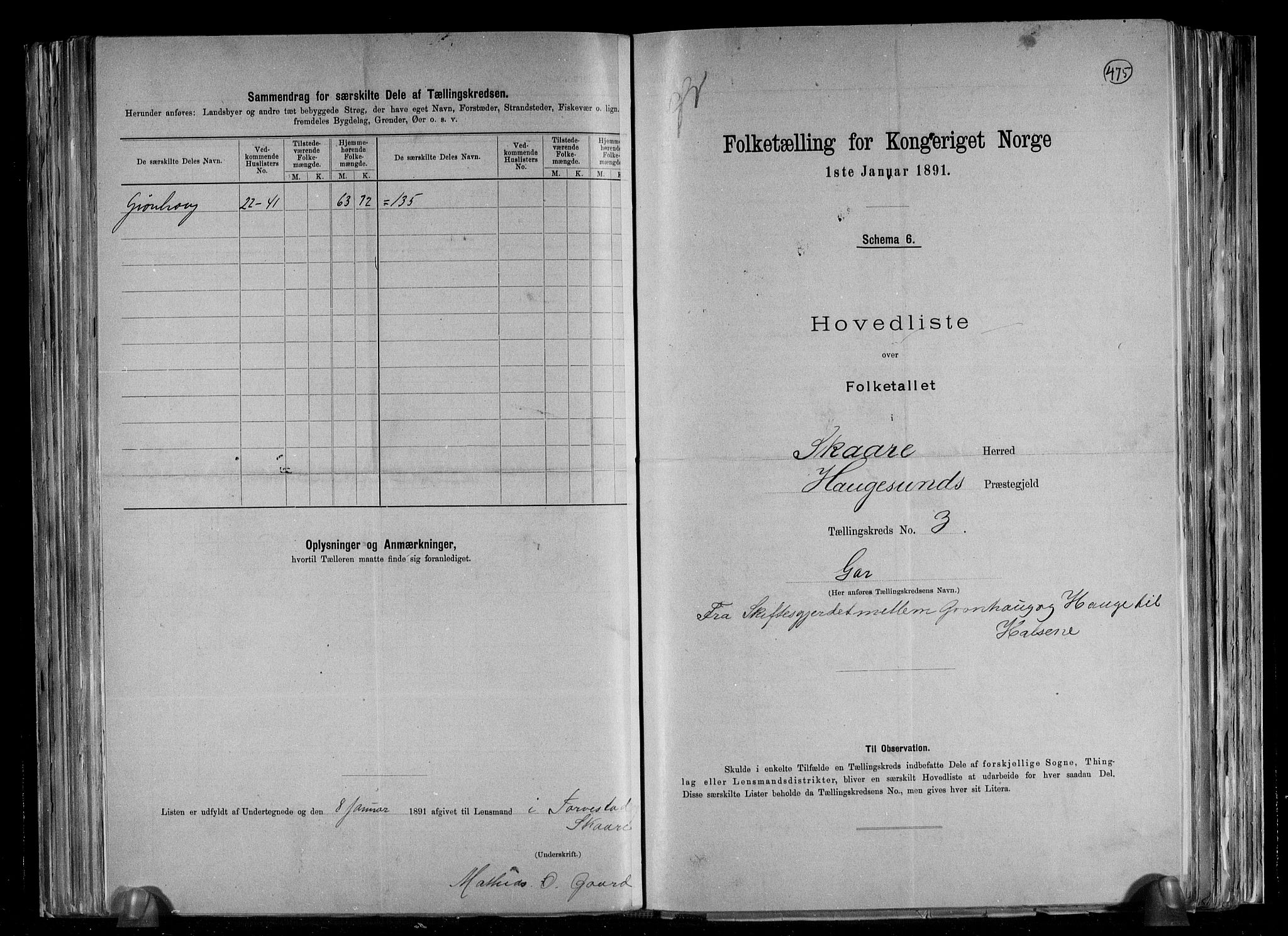RA, 1891 census for 1153 Skåre, 1891, p. 8