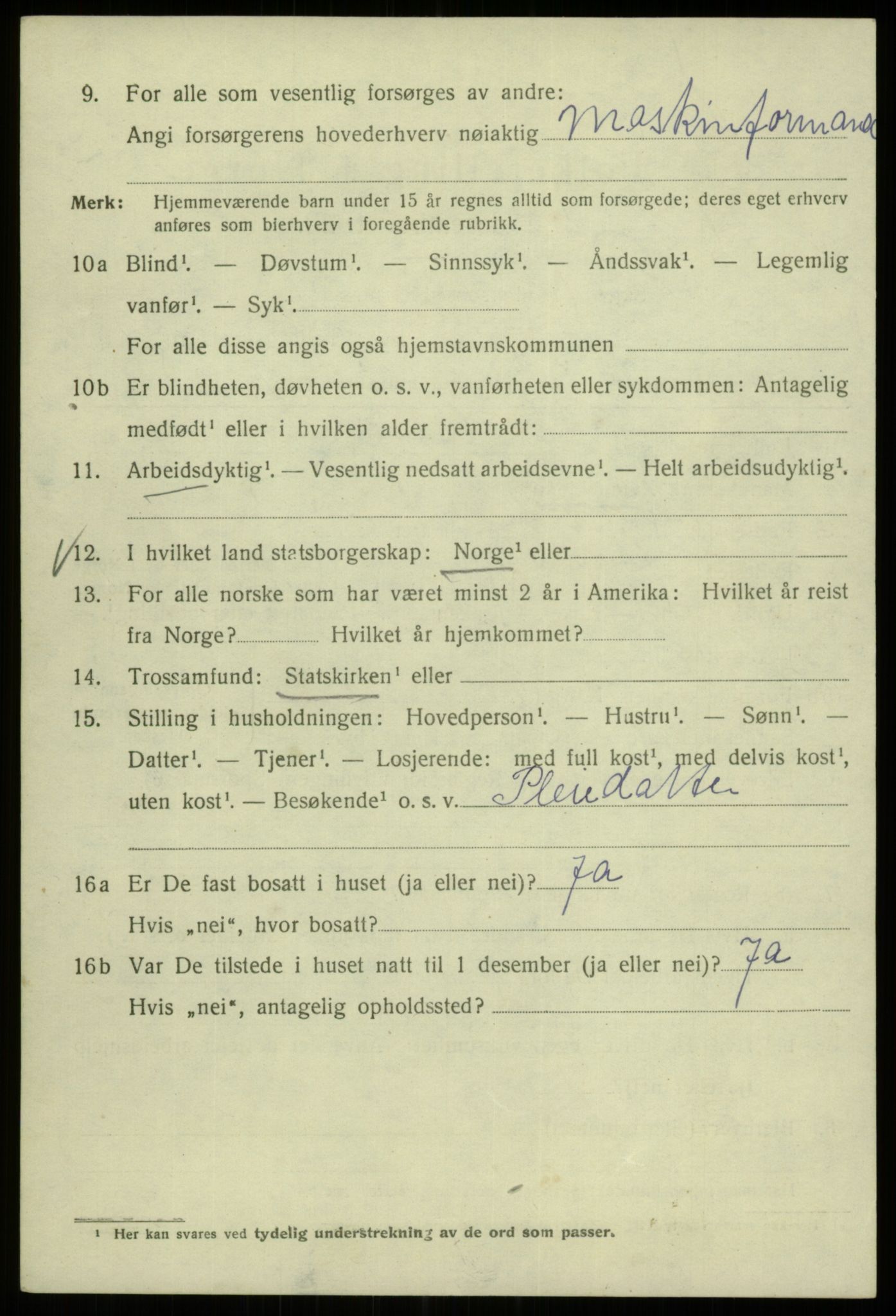 SAB, 1920 census for Bergen, 1920, p. 169558