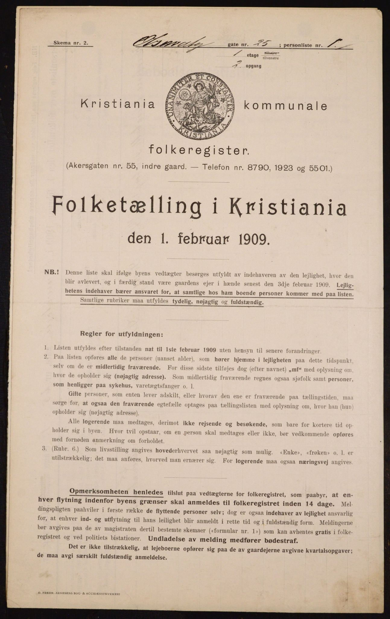 OBA, Municipal Census 1909 for Kristiania, 1909, p. 67384