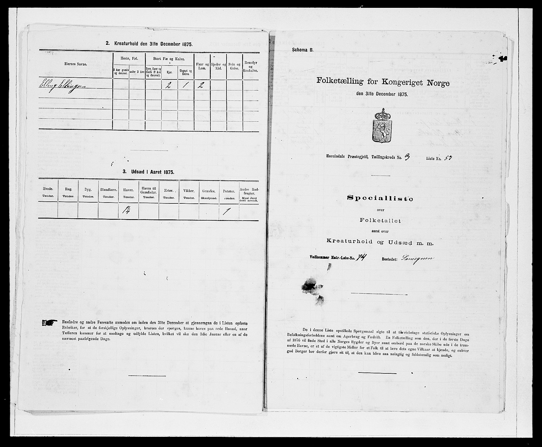 SAB, 1875 Census for 1444P Hornindal, 1875, p. 383