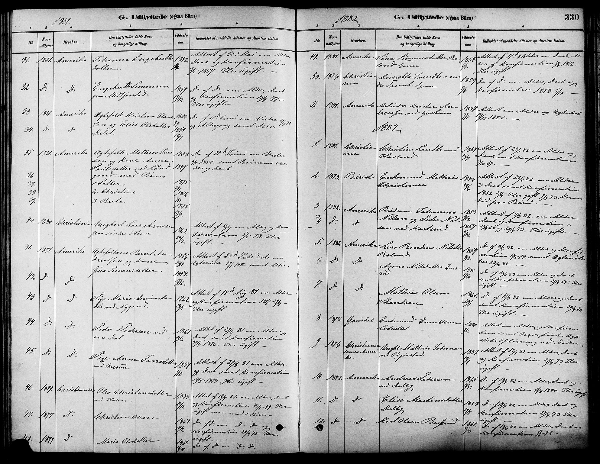 Fåberg prestekontor, SAH/PREST-086/H/Ha/Haa/L0008: Parish register (official) no. 8, 1879-1898, p. 330