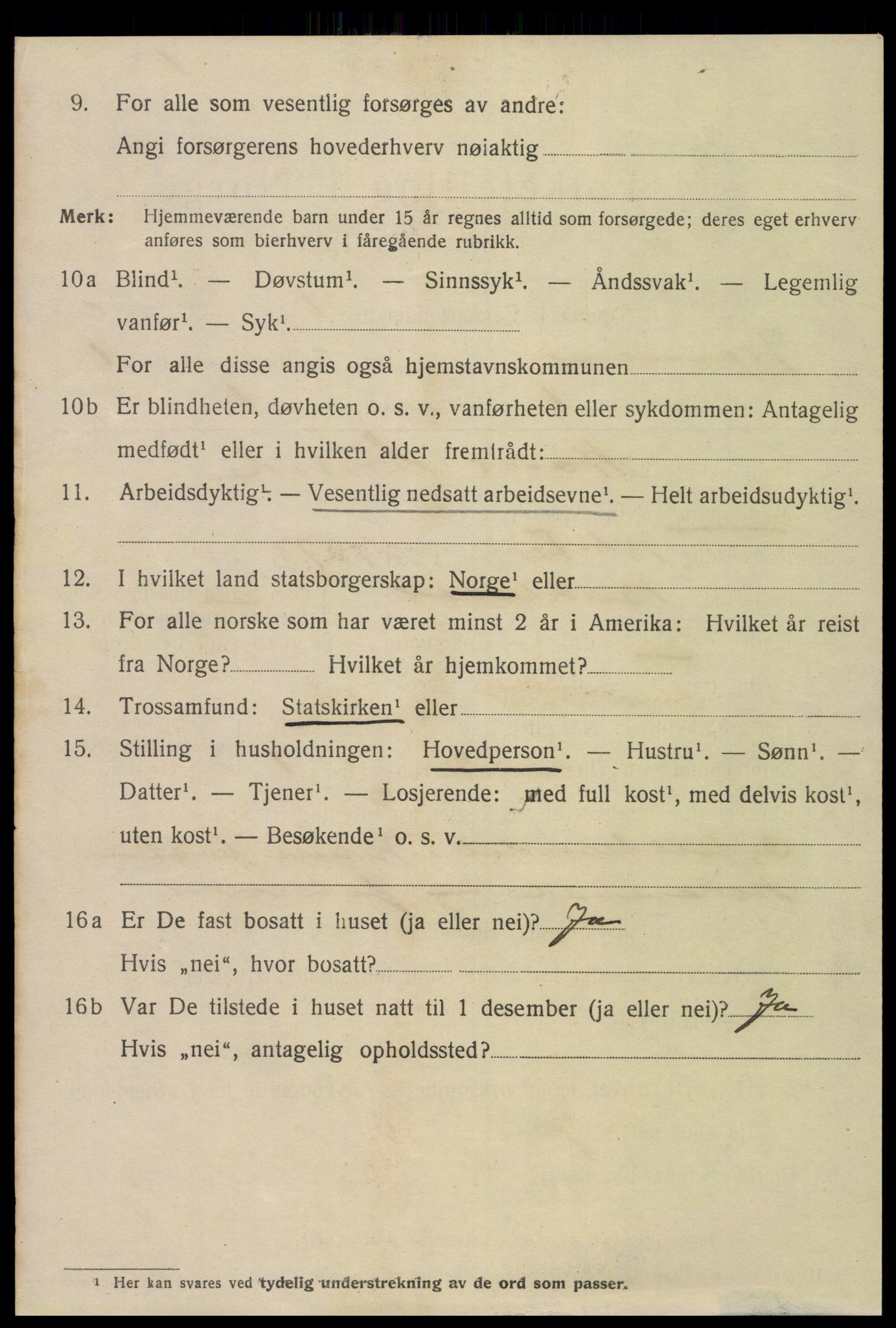 SAT, 1920 census for Namsos, 1920, p. 2016