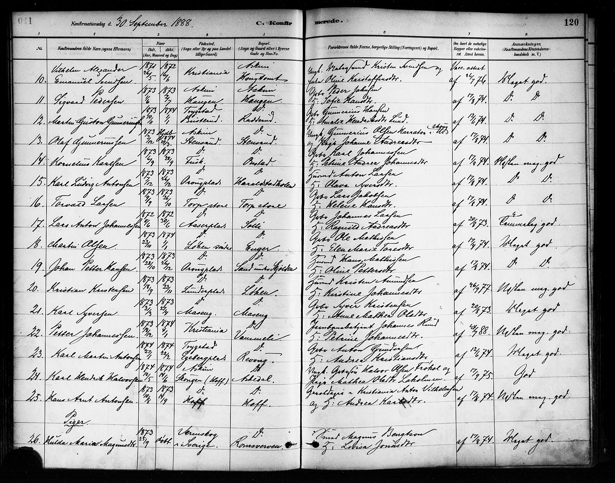 Askim prestekontor Kirkebøker, SAO/A-10900/F/Fa/L0007: Parish register (official) no. 7, 1882-1897, p. 120