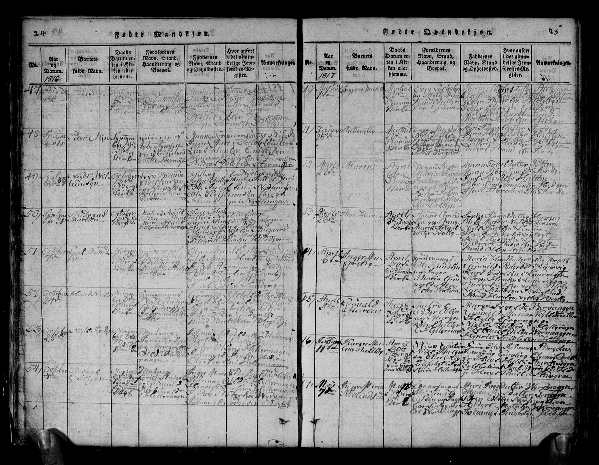 Brunlanes kirkebøker, AV/SAKO-A-342/G/Ga/L0001: Parish register (copy) no. I 1, 1814-1834, p. 24-25