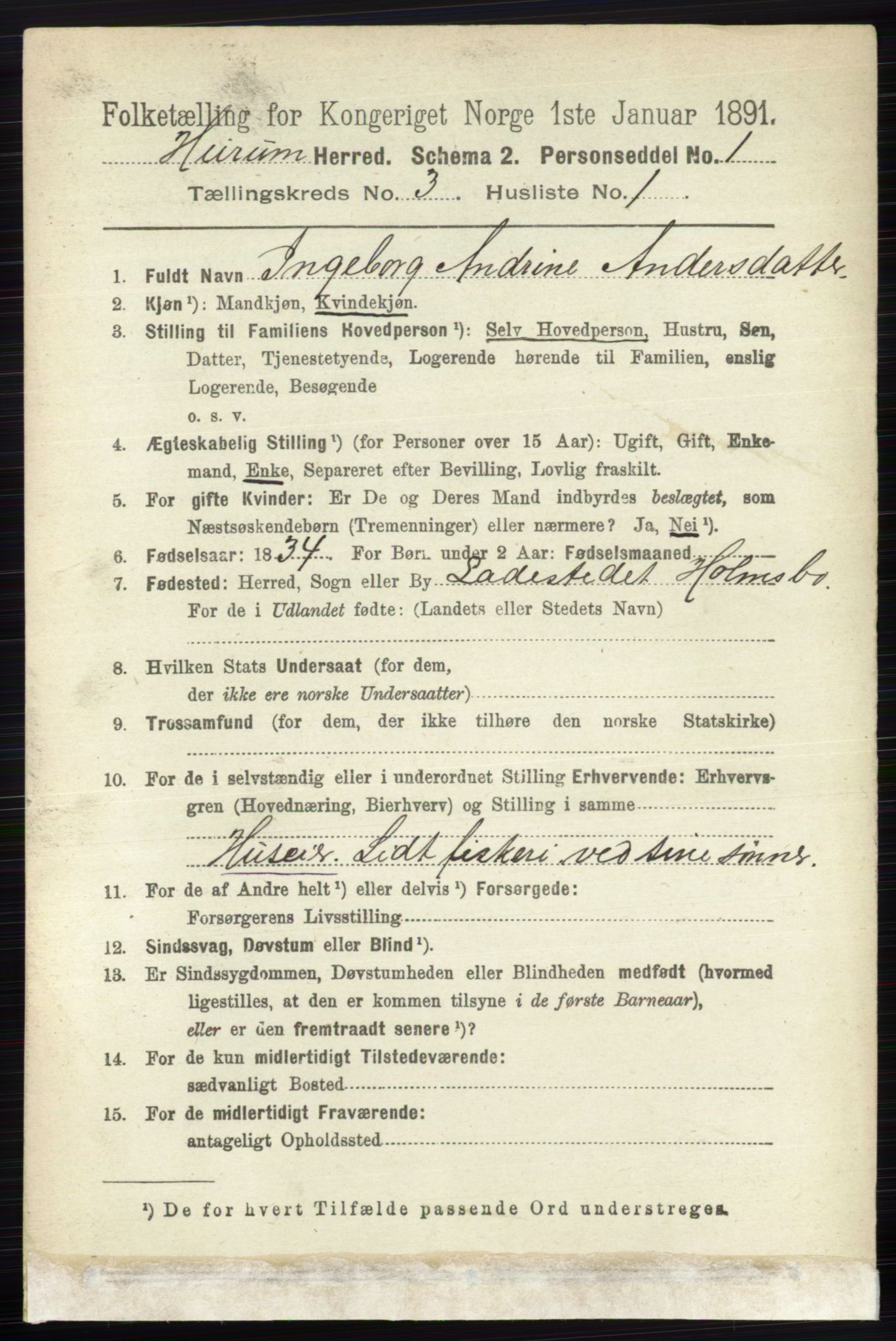 RA, 1891 census for 0628 Hurum, 1891, p. 949