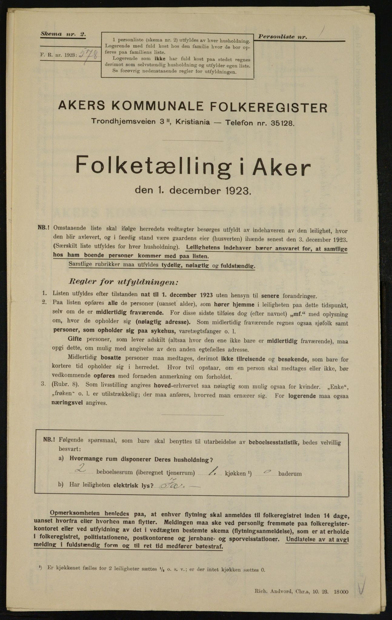 , Municipal Census 1923 for Aker, 1923, p. 10998